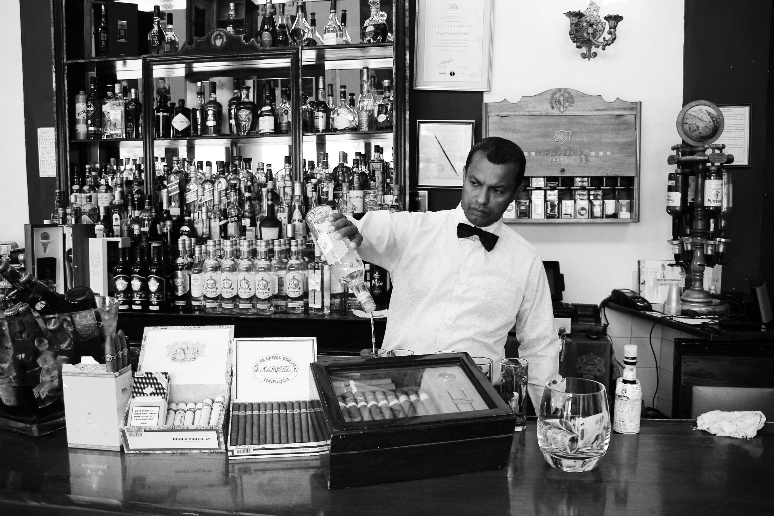 The bartender of Hotel Nacional de Cuba making the famous Mojito de la Mafia .| Credit: Reynaldo Cruz Diaz