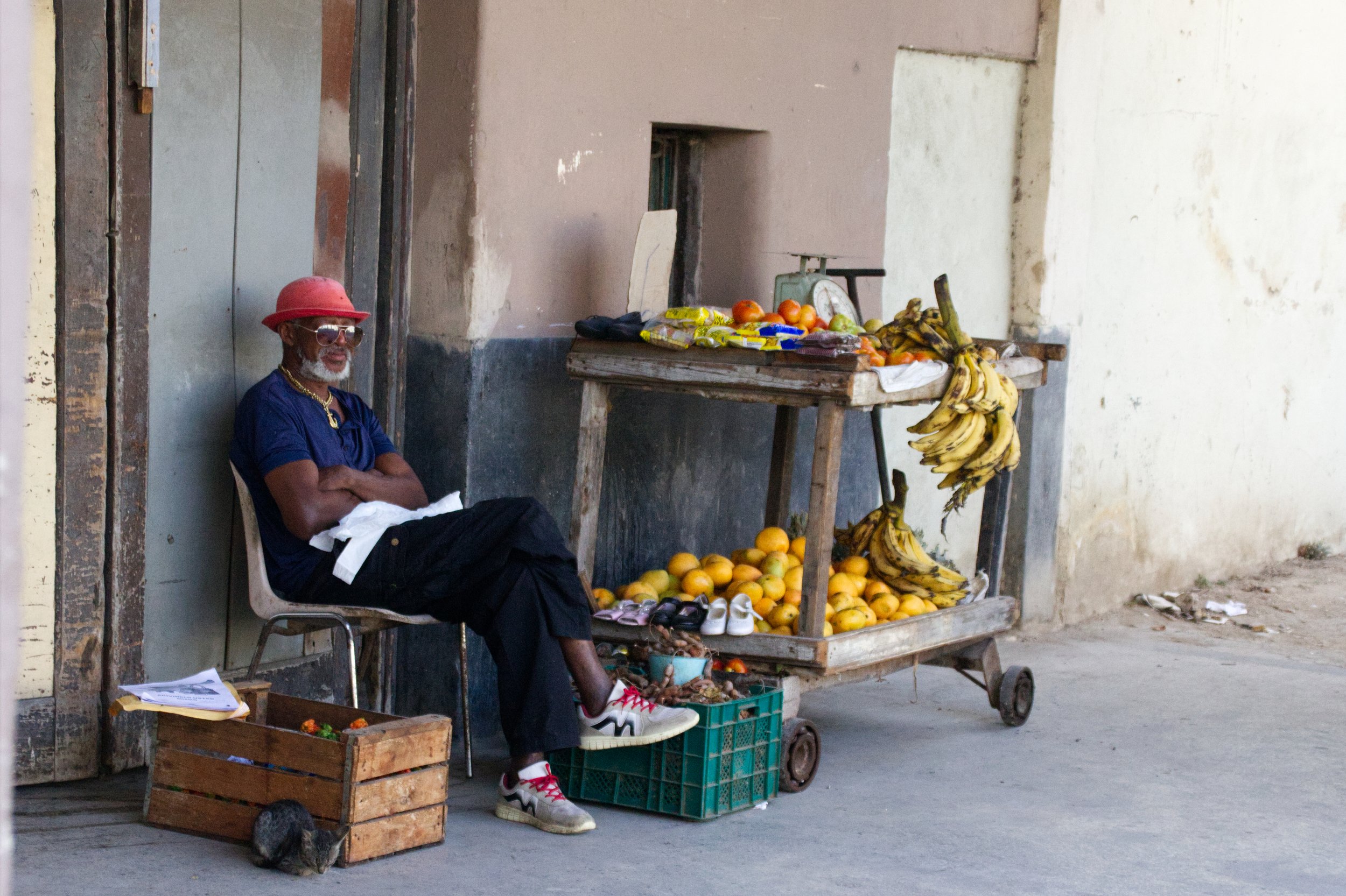 Street produce vendor in Central Havana.| Credit: Reynaldo Cruz Diaz