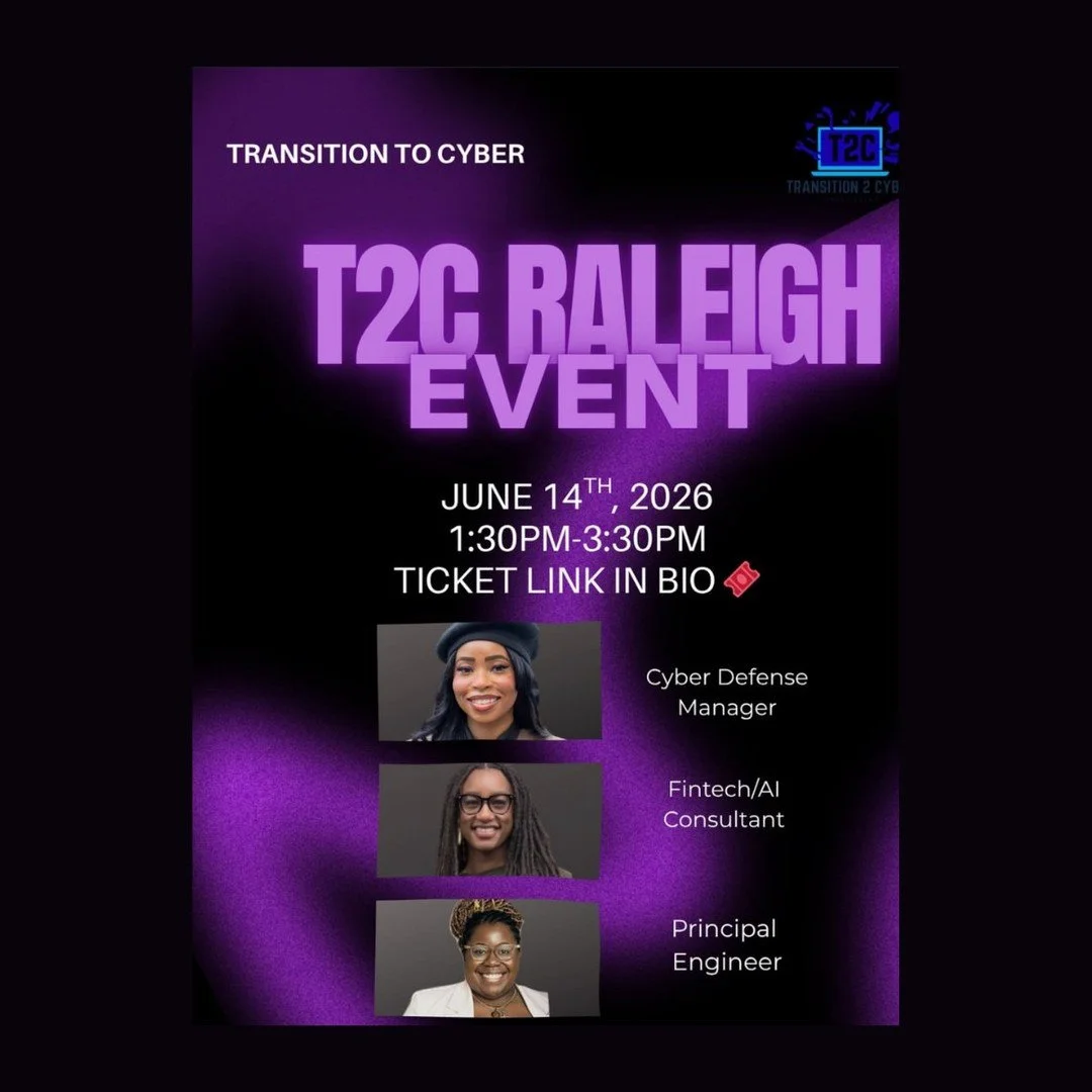 Ready to break into cybersecurity? 

Join Transition2Cyber in person in Raleigh,NC on June 14, 1:30&ndash;3:30 PM for a hands-on, career-focused workshop with seasoned pros. Get personalized coaching on roles, skills, certifications, real Q&amp;A, a 