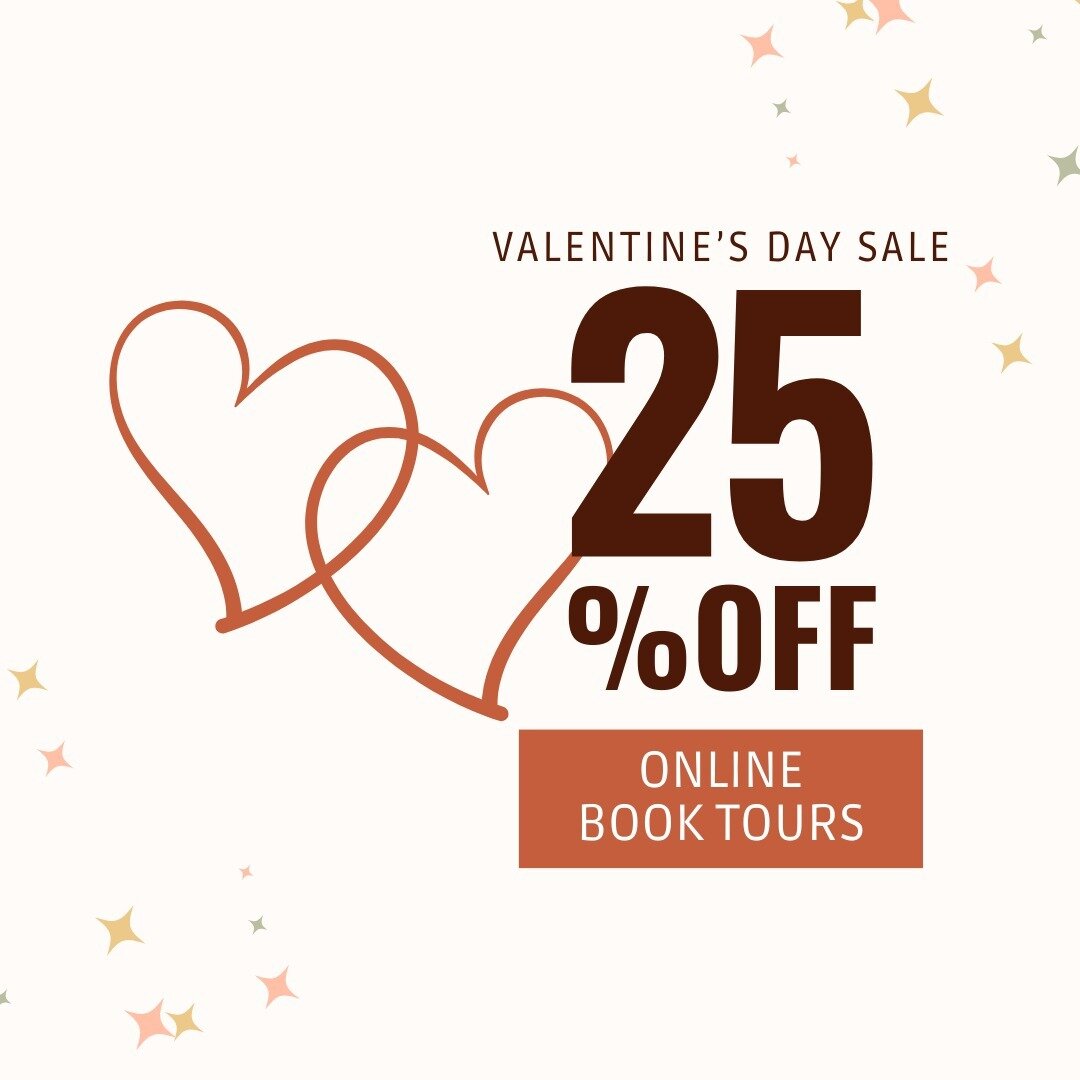 Book a tour with us from now to February 14 and get 25% off! ❤️ If you're an author with an upcoming book and want to get word out, check out our virtual book tour services.

#bookish #books #bookstagram #booktour #bookgiveaway #author #authorlife #b