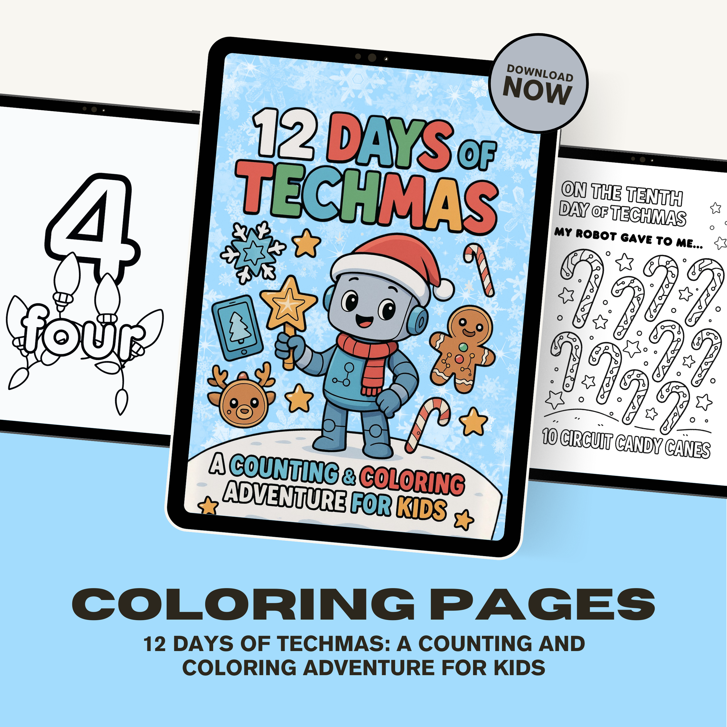 12 Days of Techmas: A Counting and Coloring Adventure Holiday Fun  (Digital Download)