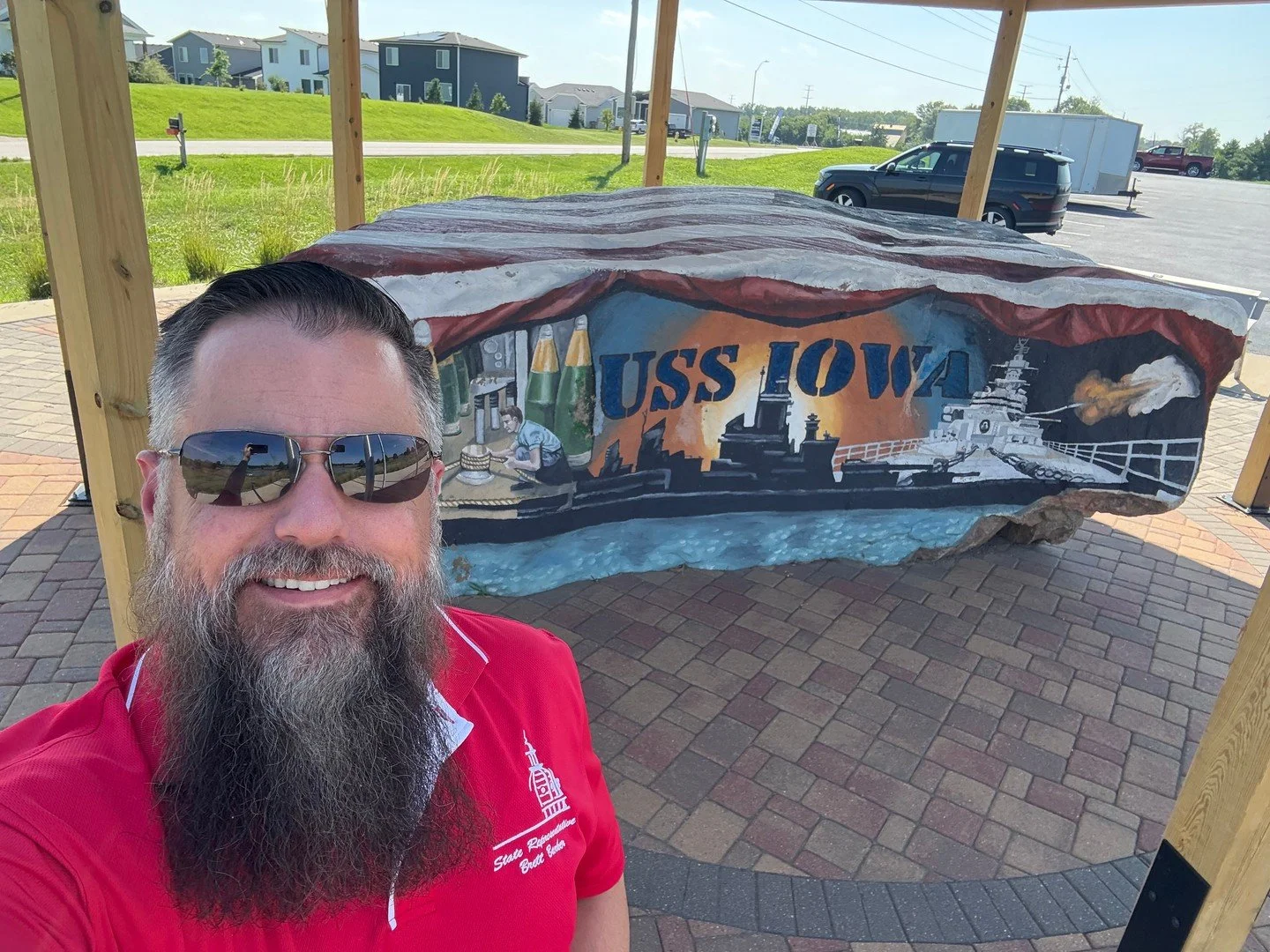 I always love taking a few minutes to pull over to check out the amazing artwork of my friend Rep Sorensen on the Iowa Freedom Rocks. This one with the USS Iowa may be my favorite yet!