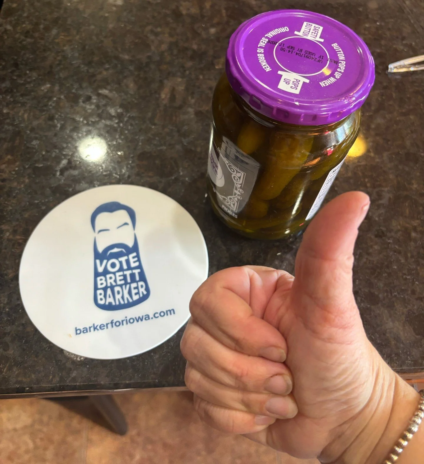 From Tracy: Having trouble opening jars for your Thanksgiving meal? Brett Barker jar opener to the rescue! 

Want one of your own? Make a contribution this week and we will send you one! https://secure.winred.com/barker-for-iowa/donate-today?exitinte