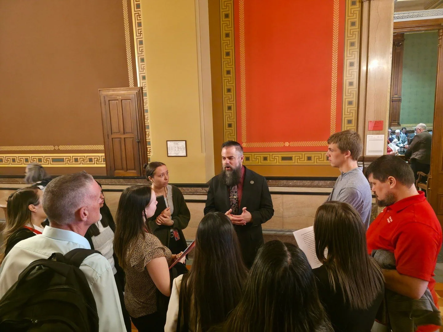 Today I had the opportunity to visit with social work students from Grand View University who are doing a project about my foster family privacy bill, HF2526, that passed the House unanimously last week.