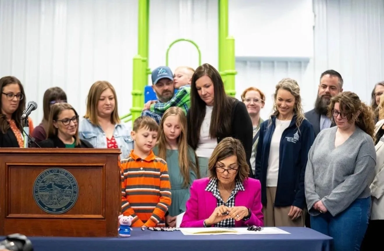 Childcare is core to economic development. It was great to join Governor Reynolds for a bill signing making the childcare assistance program permanent. After speaking with constituents last interim, it became a priority of mine to see this pilot prog