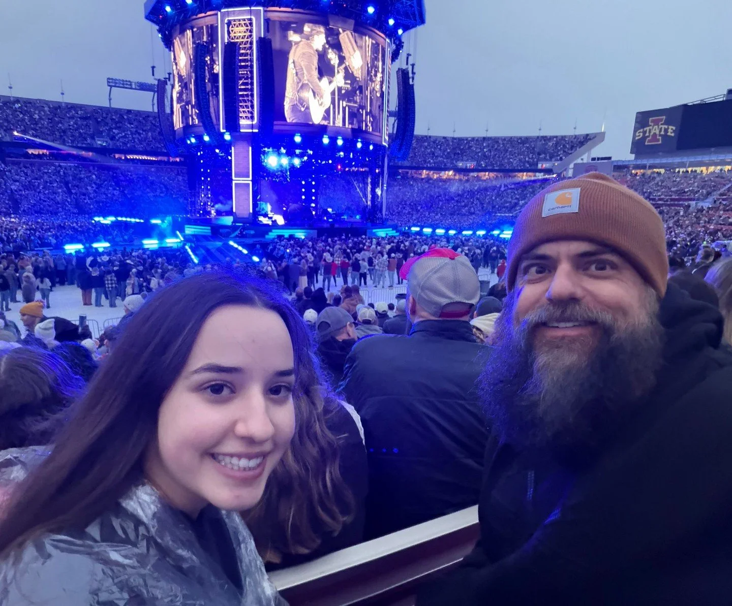 My kinda Saturday night with my mini-me enjoying great country music with our friends Dierks Bentley and Luke Combs! Iowa State University knows how to put on a show!