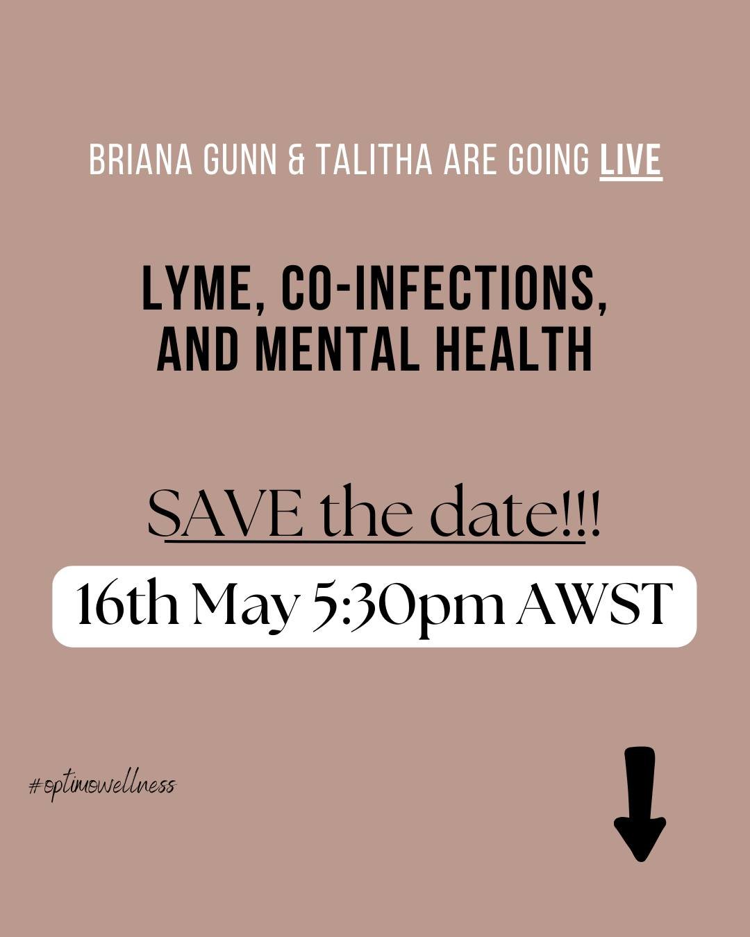 🙌 ANNOUNCEMENT 🙌

Ever wondered if you have a tick-borne illness? Or perhaps you're wondering what red flags to look for in your clients?

SAVE THE DATE
➡ 16th May 5:30pm AWST
Join @brianagunn_naturopathy and I on (LIVE on instagram) as we delve in