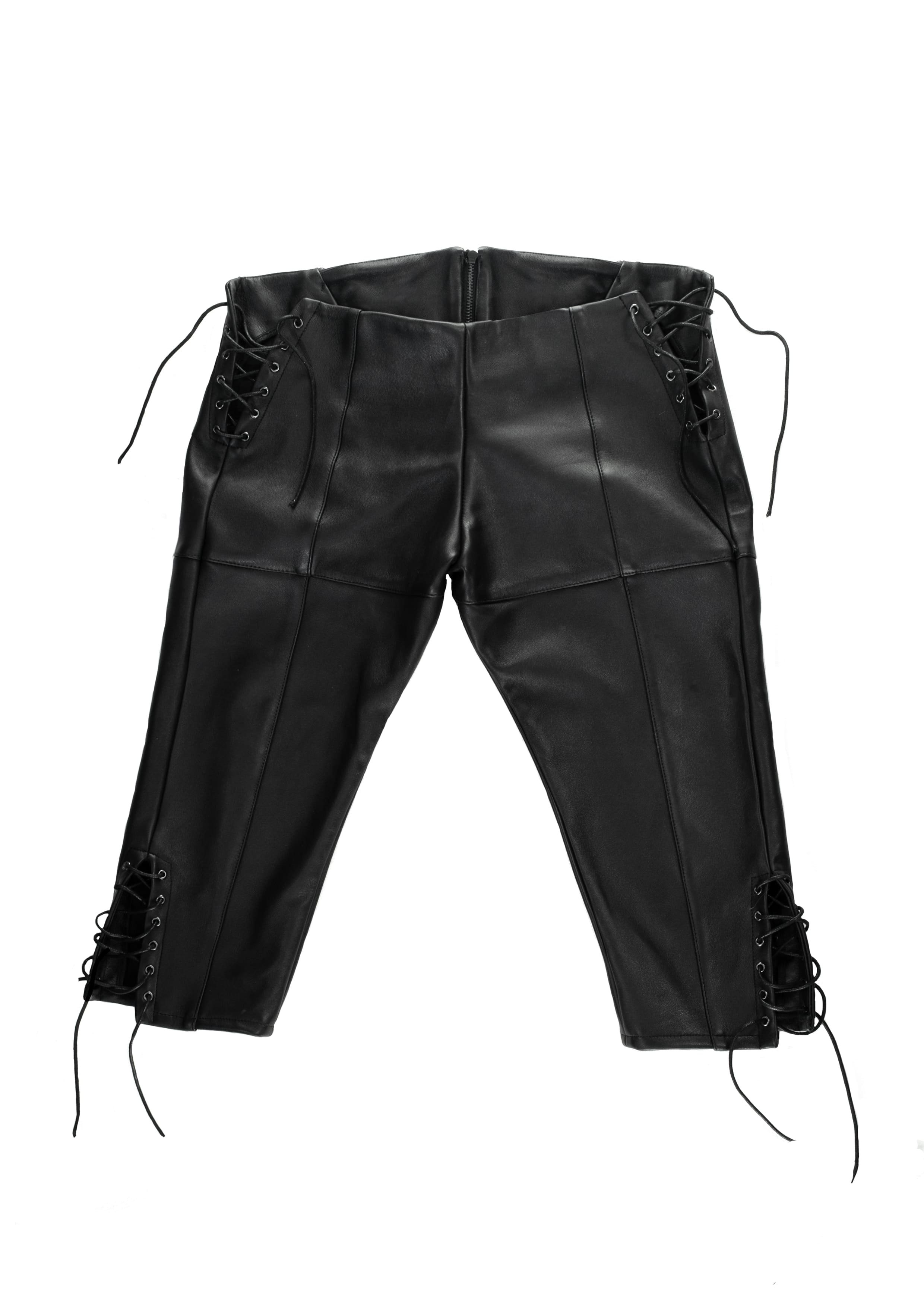 CHASTITY LOW WAISTED LEATHER CAPRI PANTS