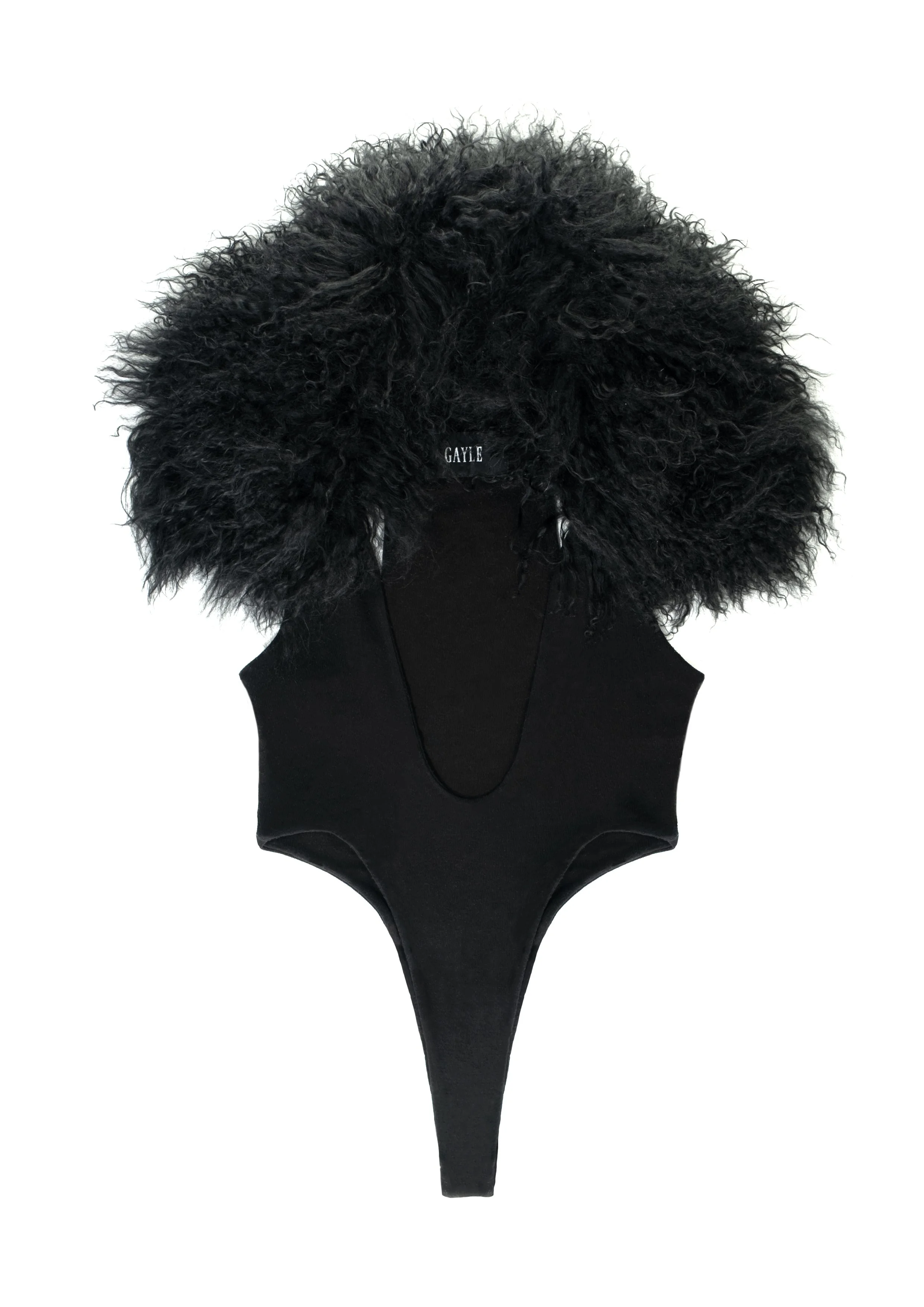 FORBIDDEN DESIRE COTTON ELASTANE AND MONGOLIAN FUR BODYSUIT