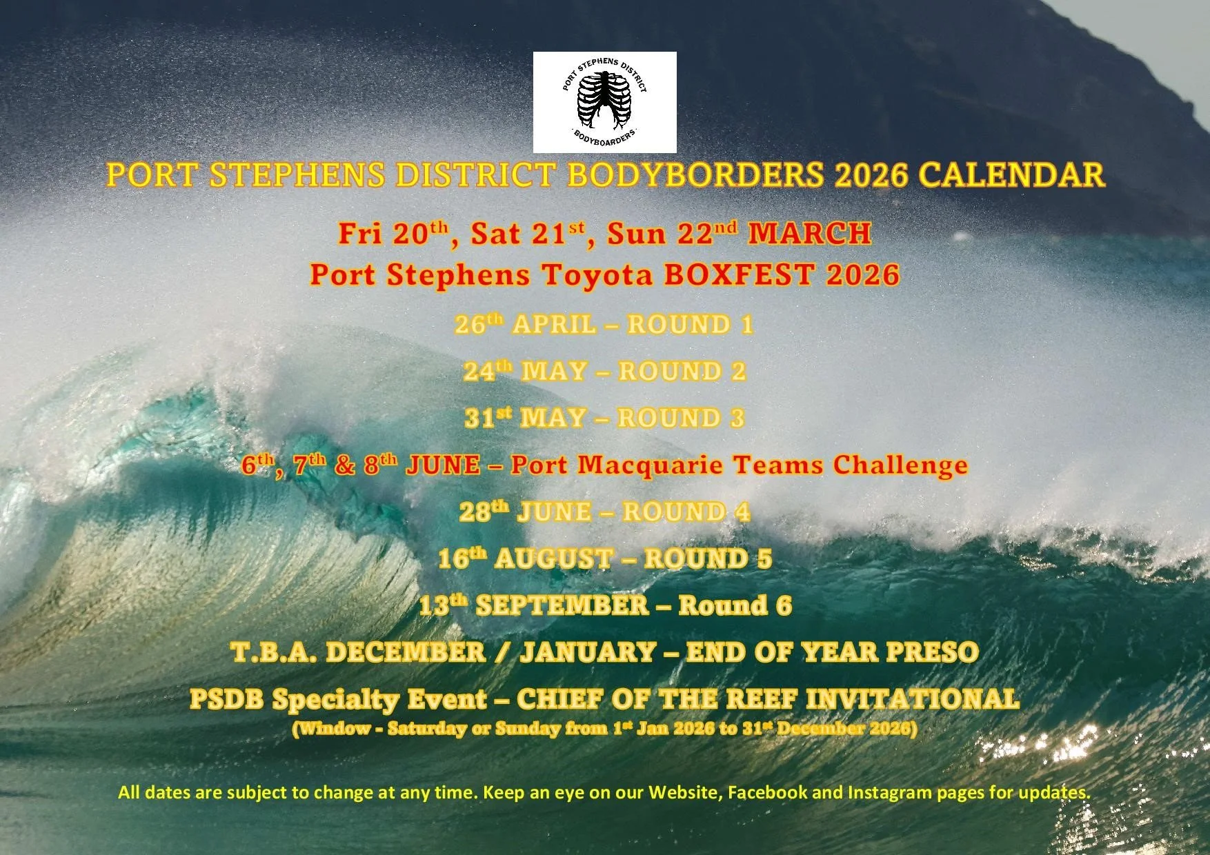 P.S.D.B. 2026 Calendar