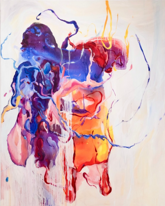 ‘Unveiling V’ 
2024 
Oil and acrylic on canvas 
150cm x 120cm