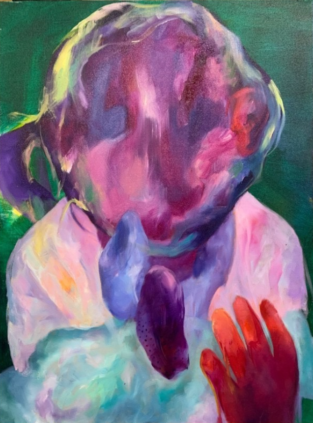 She is four (Self-portrait) 
2024 
Oil on canvas 
46cm x 61cm