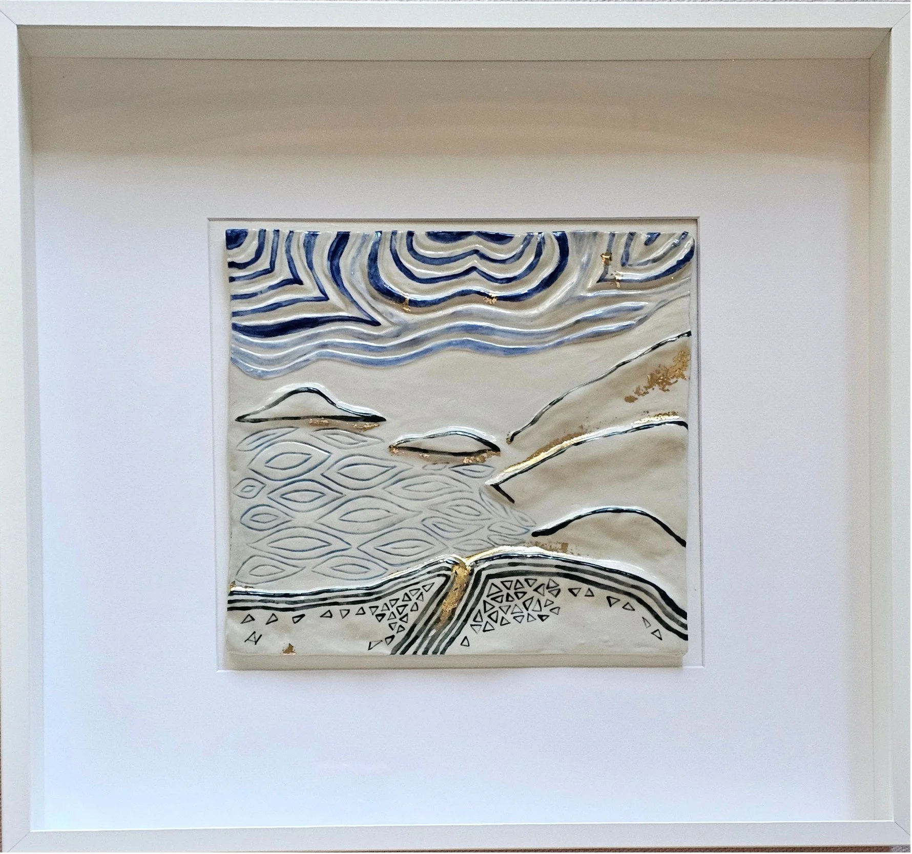 Countries Of The Sea 
2025  
50 x 50cm 
Ceramic and gold leaf 
$1600