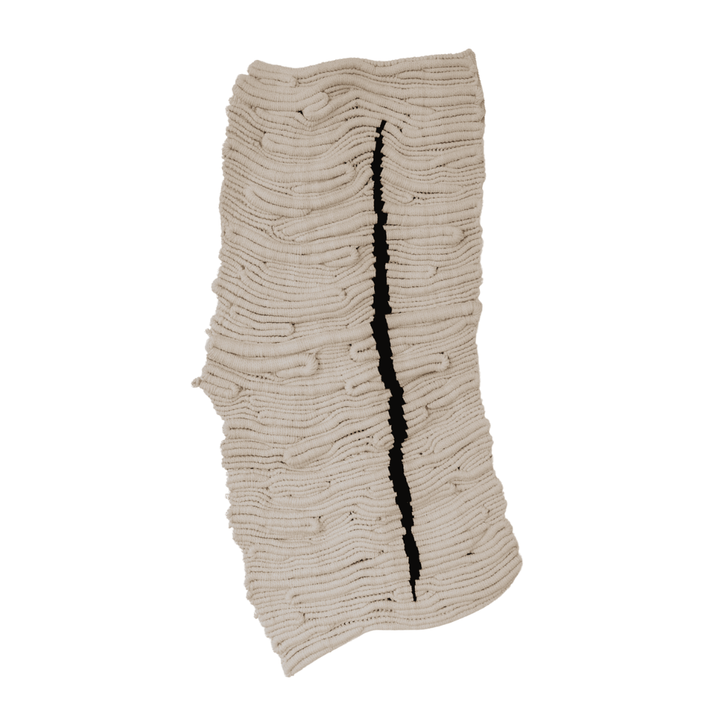 The Scars Within 
2025  
50 x 105cm 
Cotton cord, Wool thread 
$5500