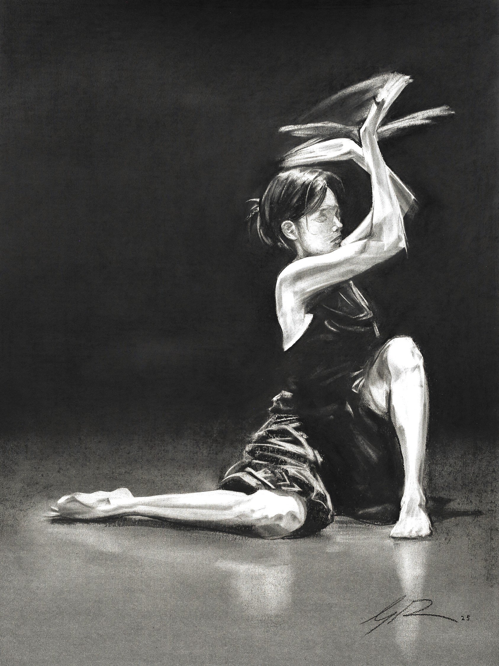 Whirl 
2025  
60 x 65cm 
Willow & compressed charcoal on Fabriano Accademia paper 200gsm 
$520