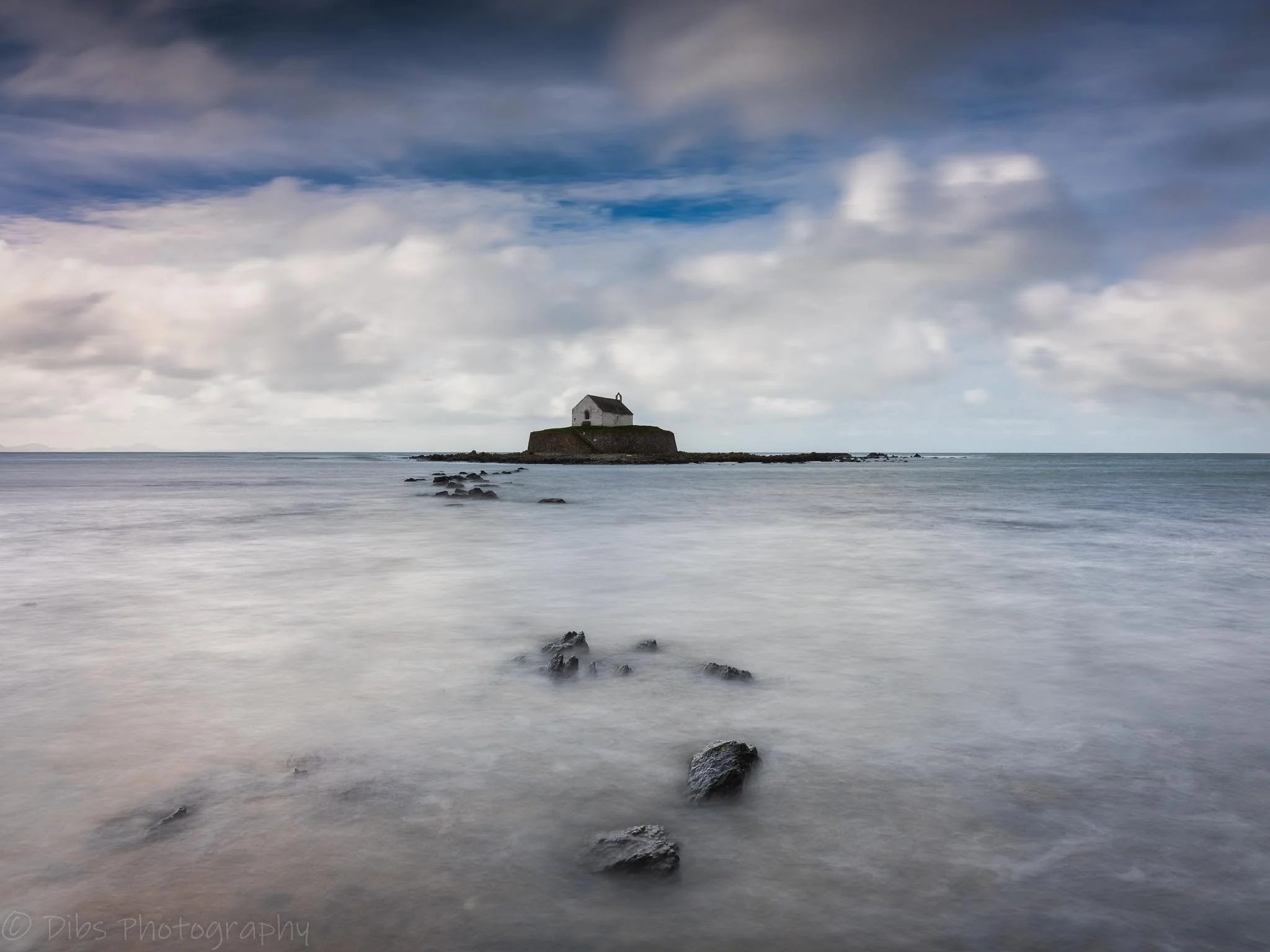 St Cwyfan’s Church in the Sea on its tidal island, Anglesey