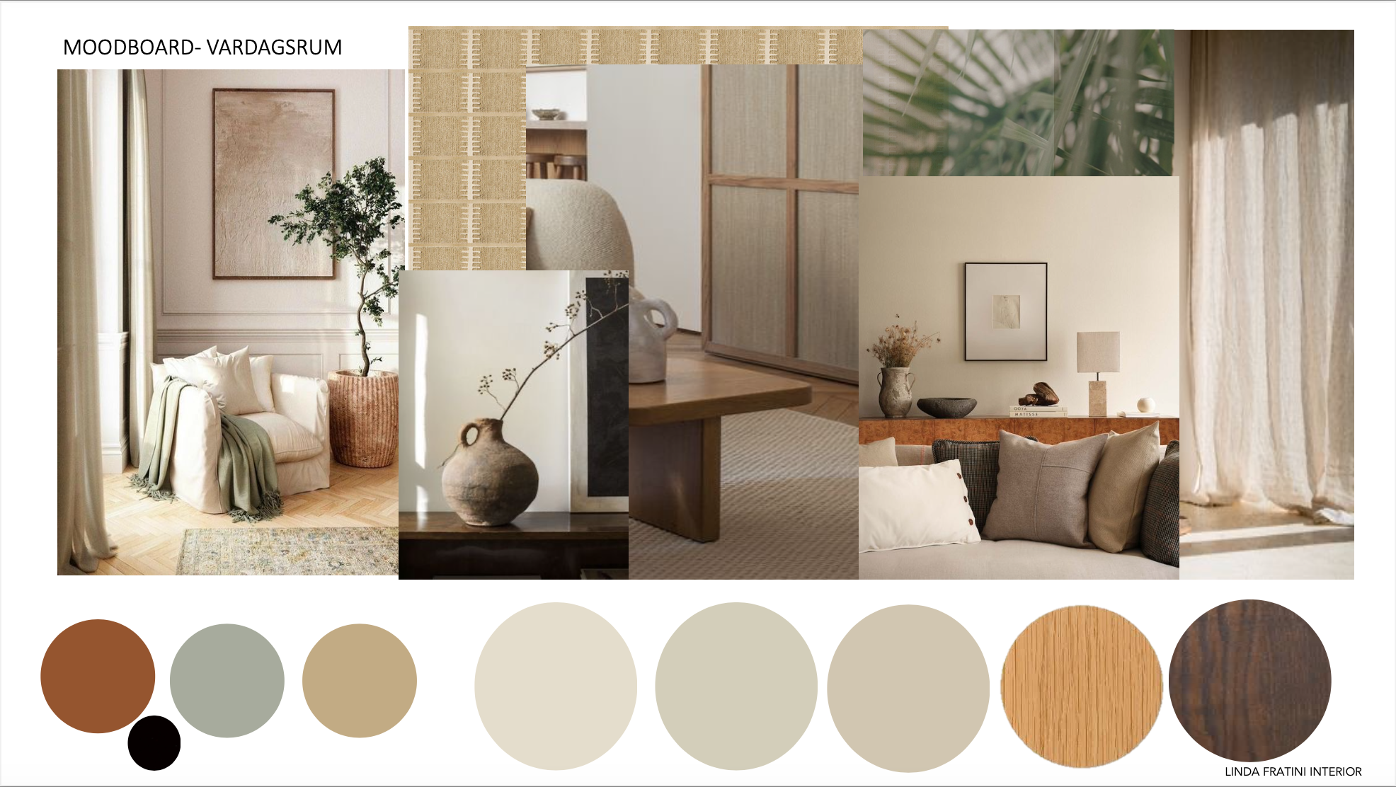 Moodboard Vardagsrum Skandinavisk/ Japandi av Inredare Linda Fratini