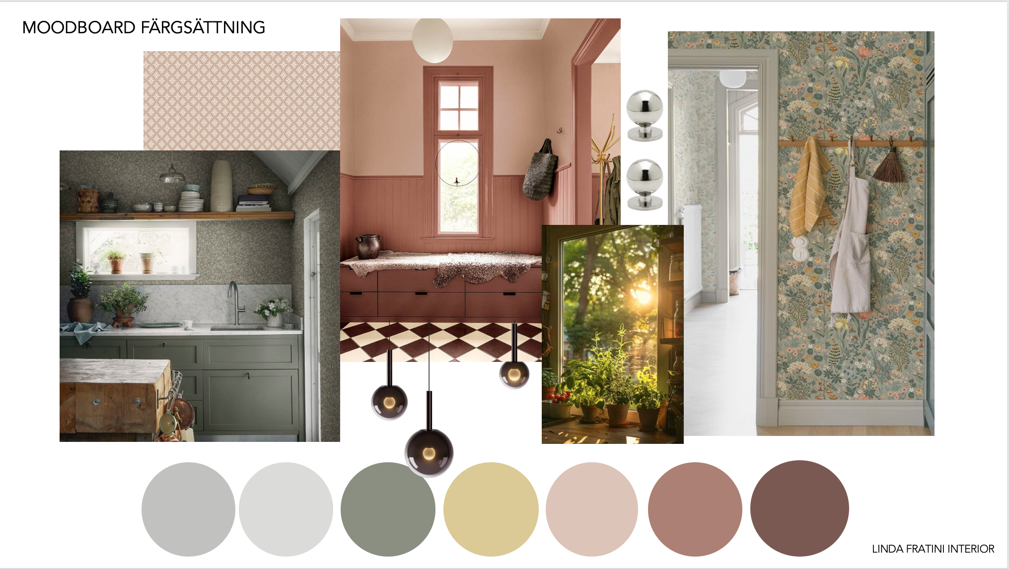 Moodboard fägsättning villa sekelskifte av Inredare Linda Fratini