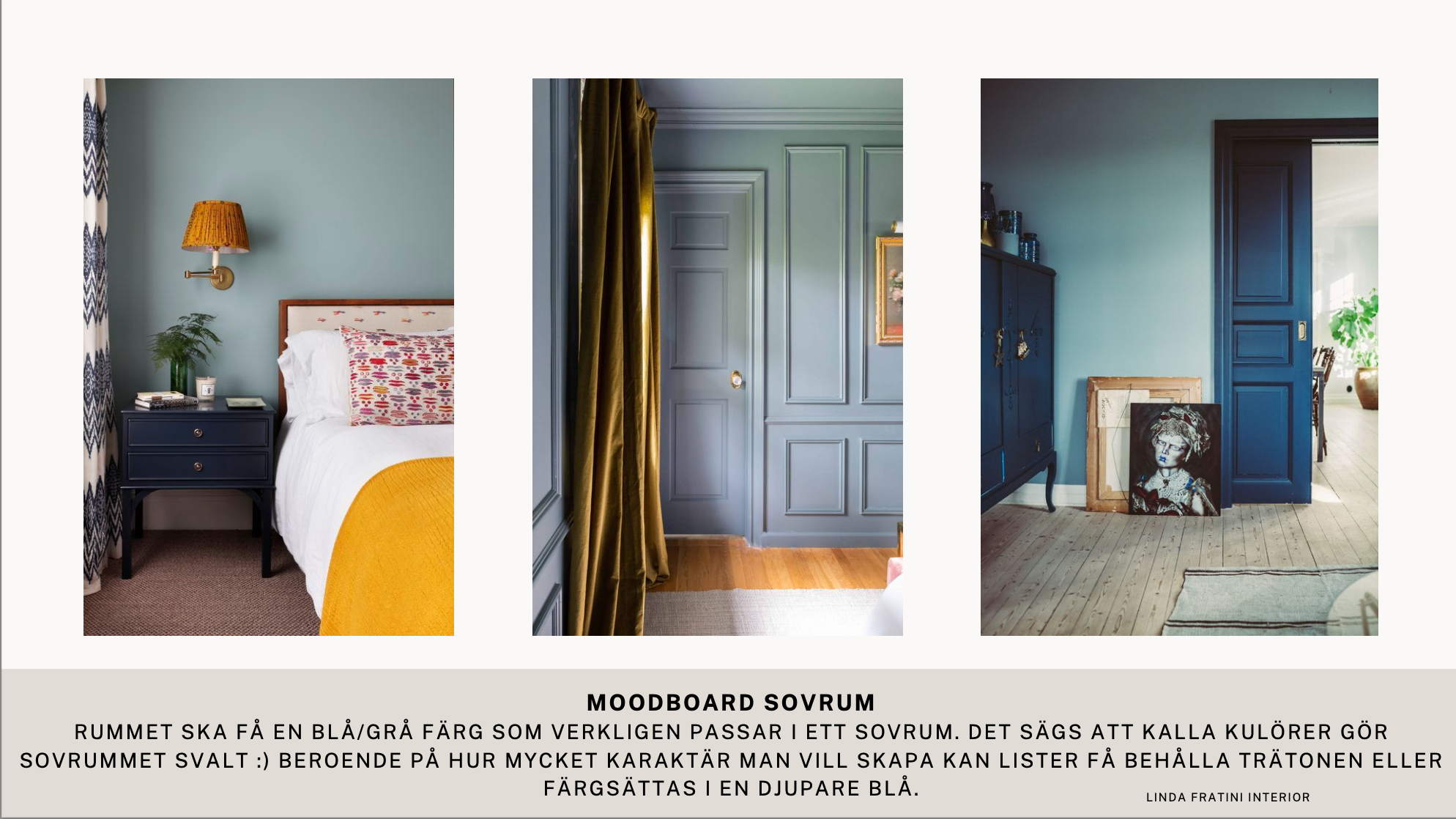 Färgsättning Moodboard blått rum i engelsk stil av Inredare Linda Fratini