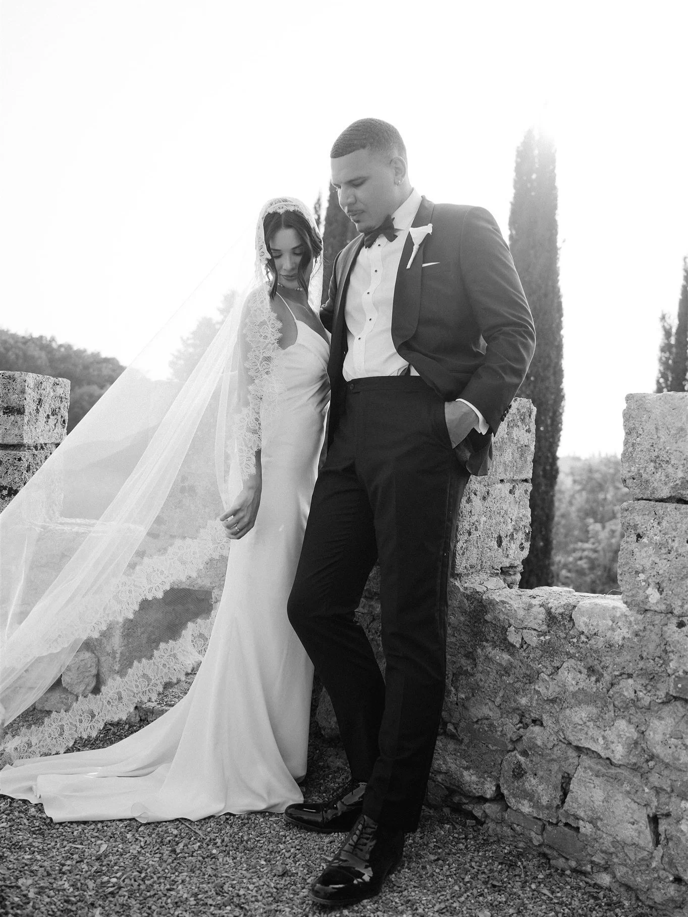 &mdash; favorite monochrome frames from Sylvia and Charles' beautiful day in Tuscany ✨

Planning @whiteevents_tuscany 
Gown @houseofcb 
Necklace @viviennewestwood 
Veil @dovegreybridal via @revellebridal 
Ring @jadetrau 
Florals @bianchi_fiori 
Video