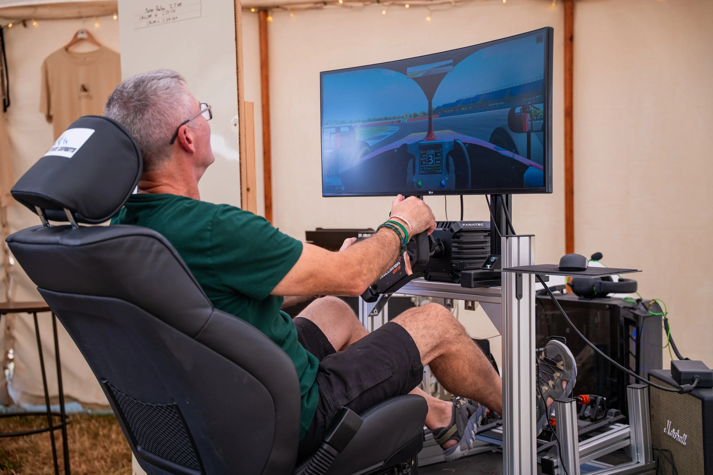 F1 racing simulator at a private party