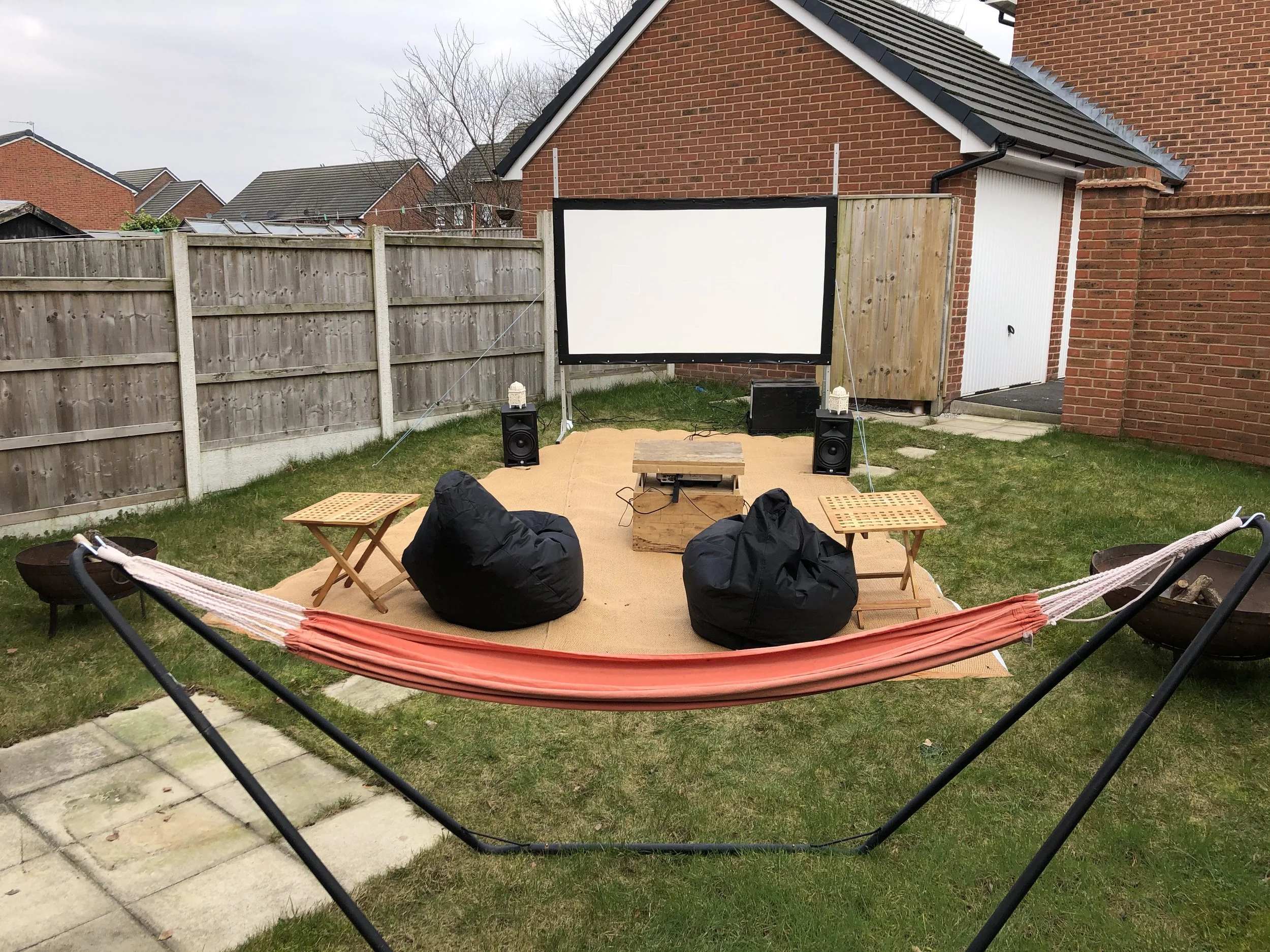 2m outdoor projector in customers garden