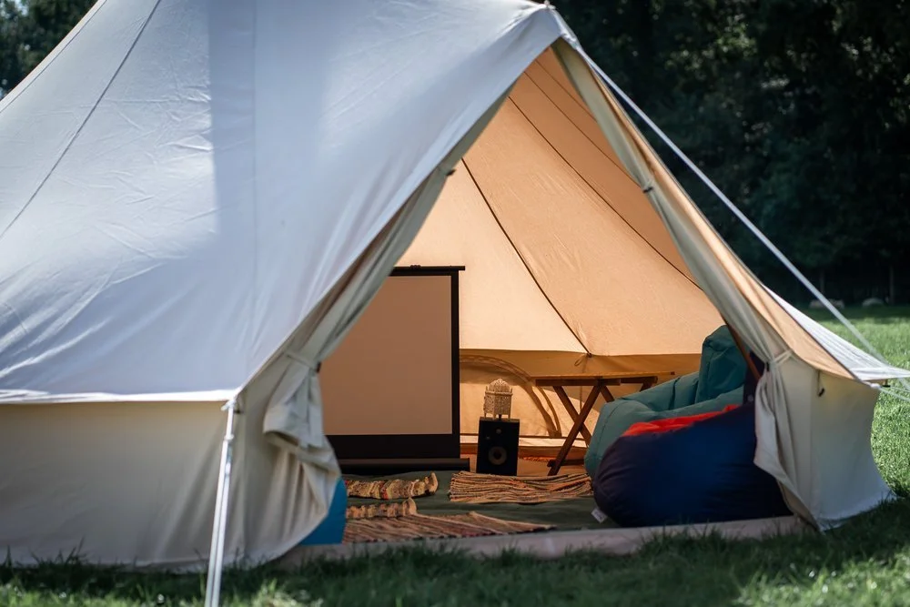 5m canvas bell tent garden cinema hire