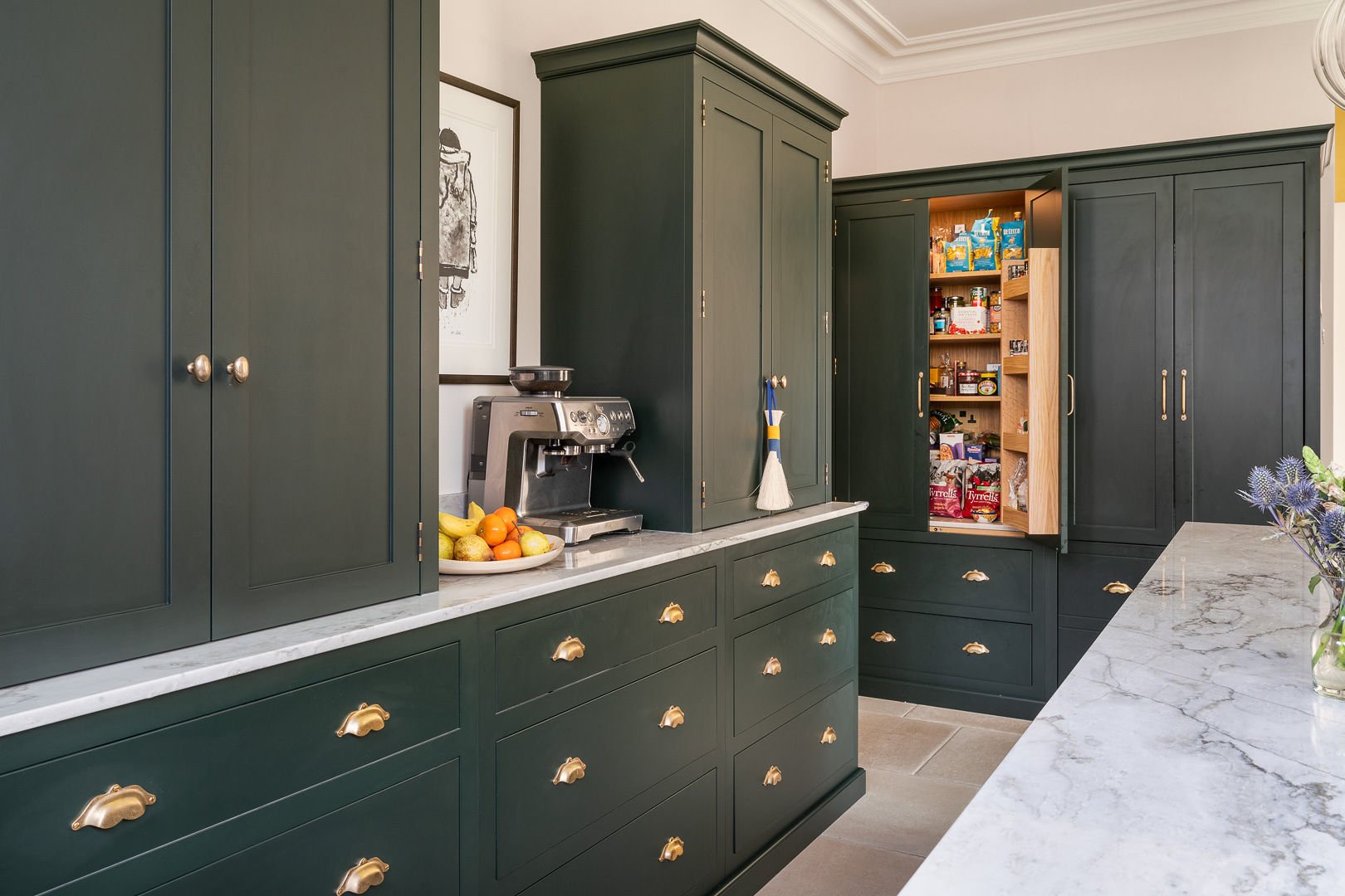 Large pantry cupboard with shelving and internal drawers