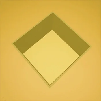 A three-dimensional yellow square frame with a shadow, placed on a yellow background.