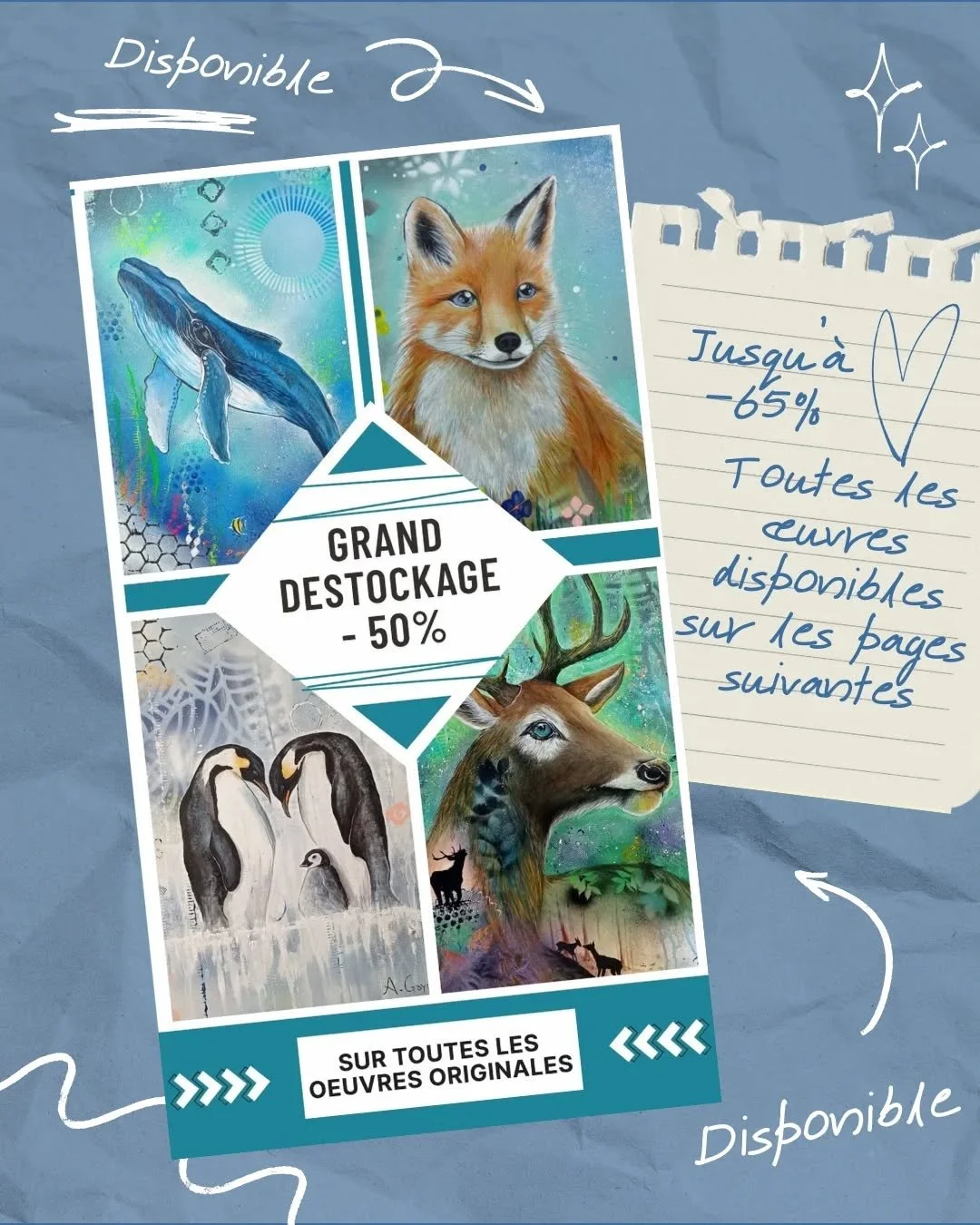 ✨Grand destockage jusqu'&agrave; -65%✨

Pour plusieurs raisons j'ai d&eacute;cid&eacute; de mettre en vente &agrave; prix tout doux les &oelig;uvres originales qui sont encore disponibles.

- N'ayant pas d'atelier, la place commence &agrave; manquer,