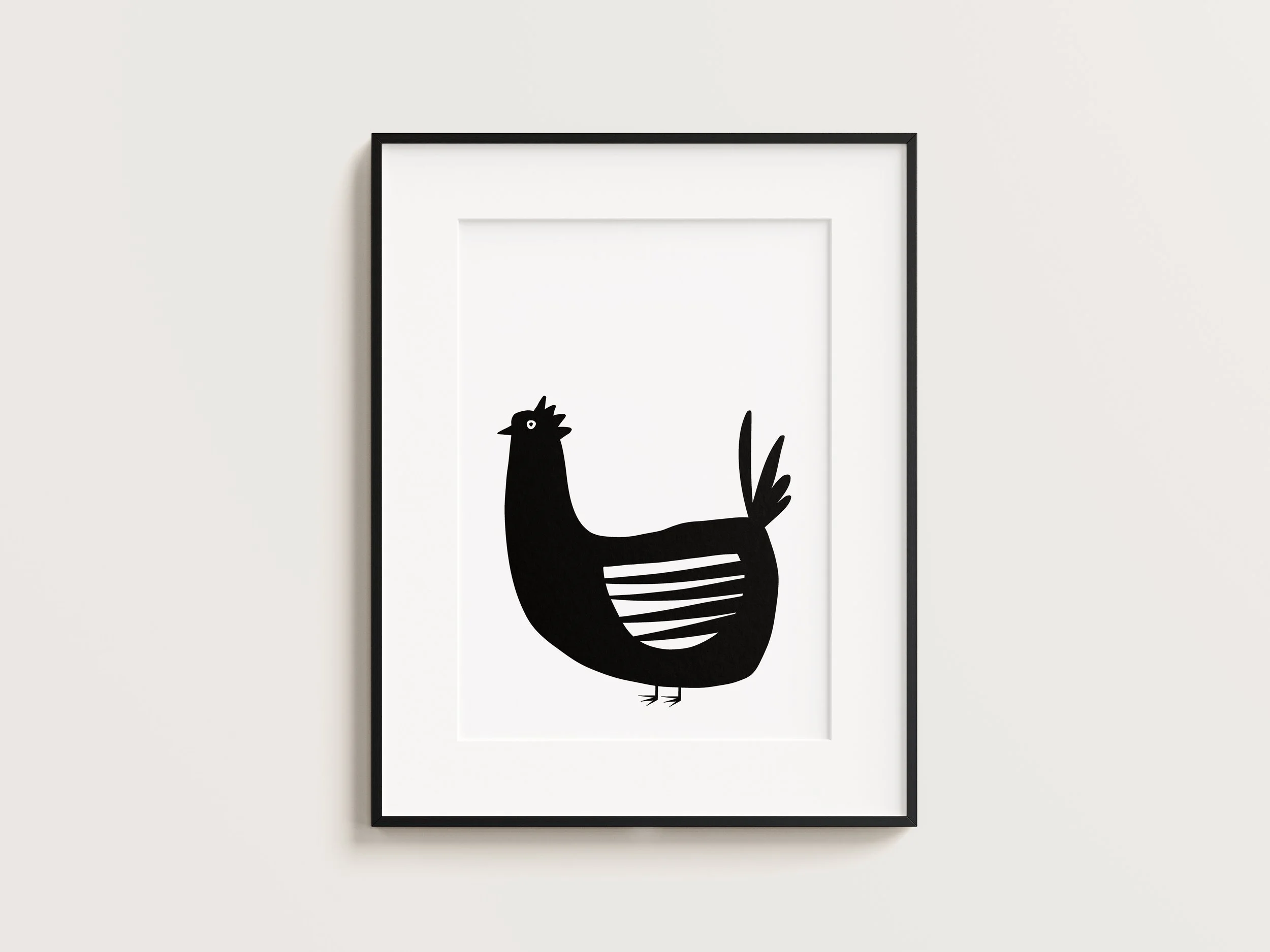 black-white chicken print, A3