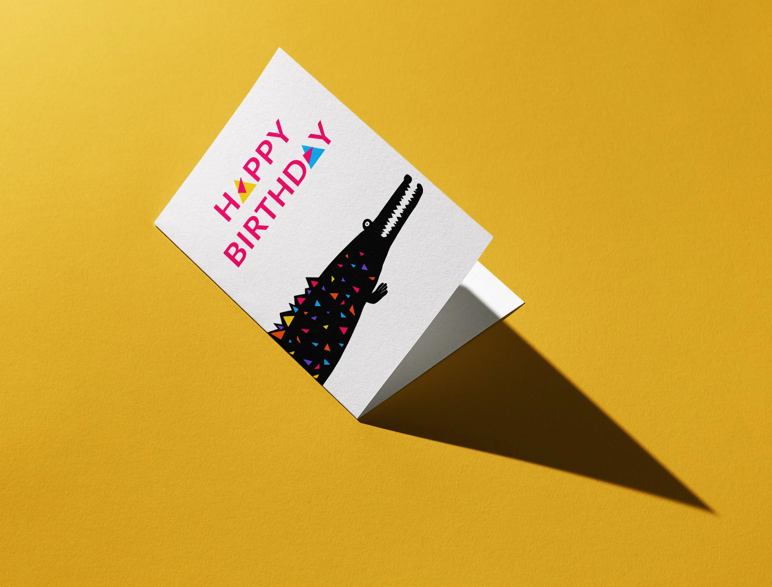 crocodile happy birthday folded card