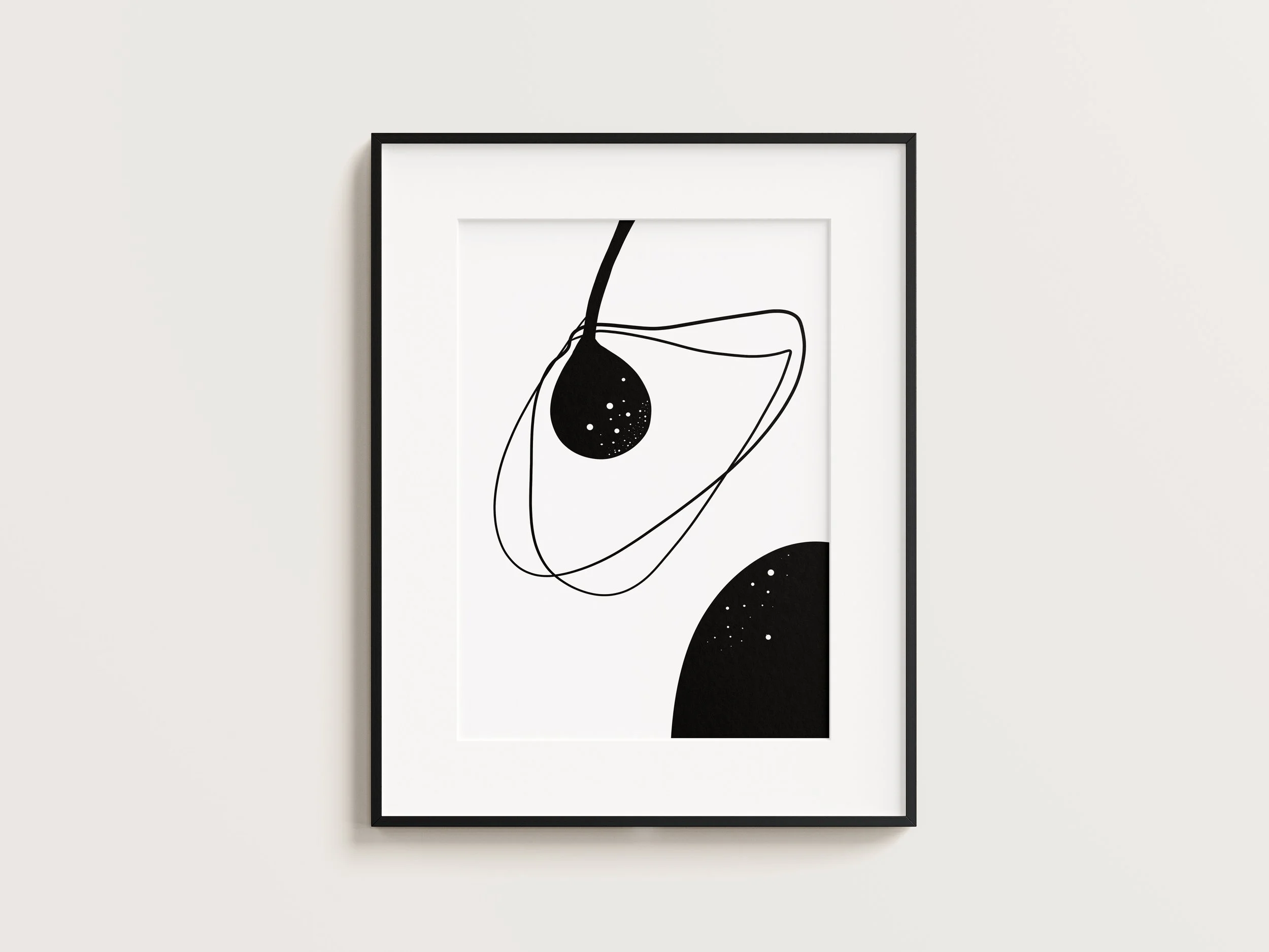 abstract geometric black-white art print A4