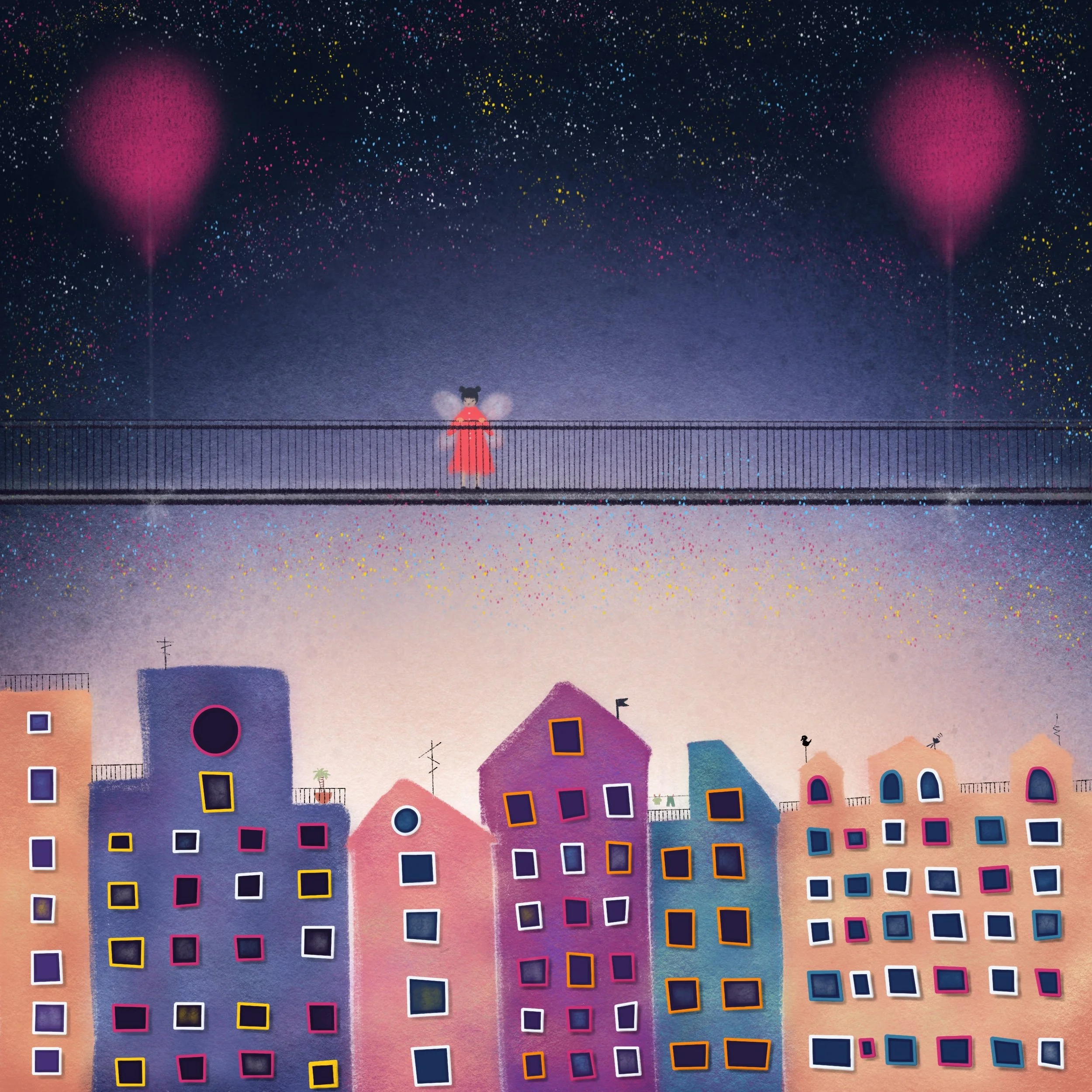 girl on the bridge illustration