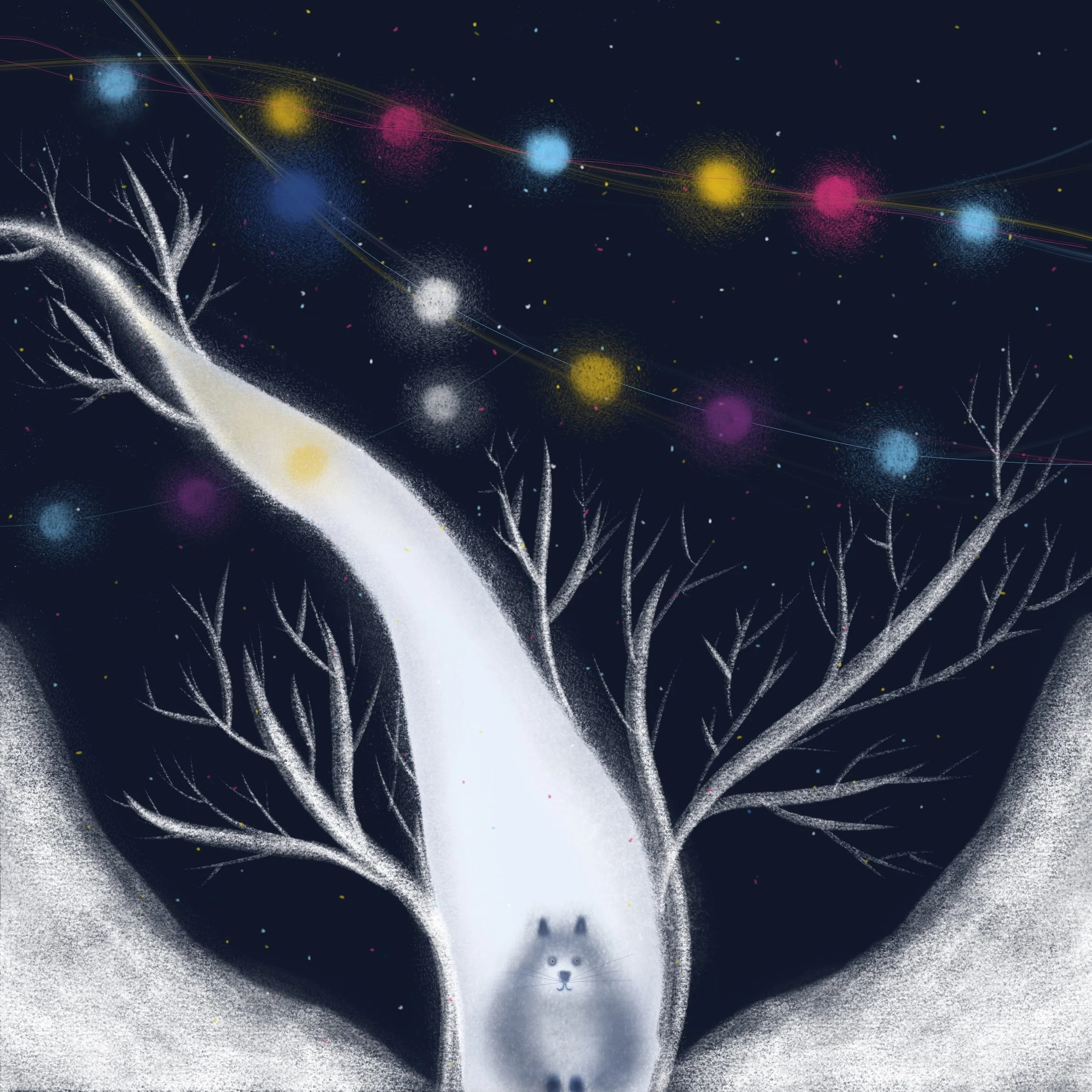 animal in winter in the tree house