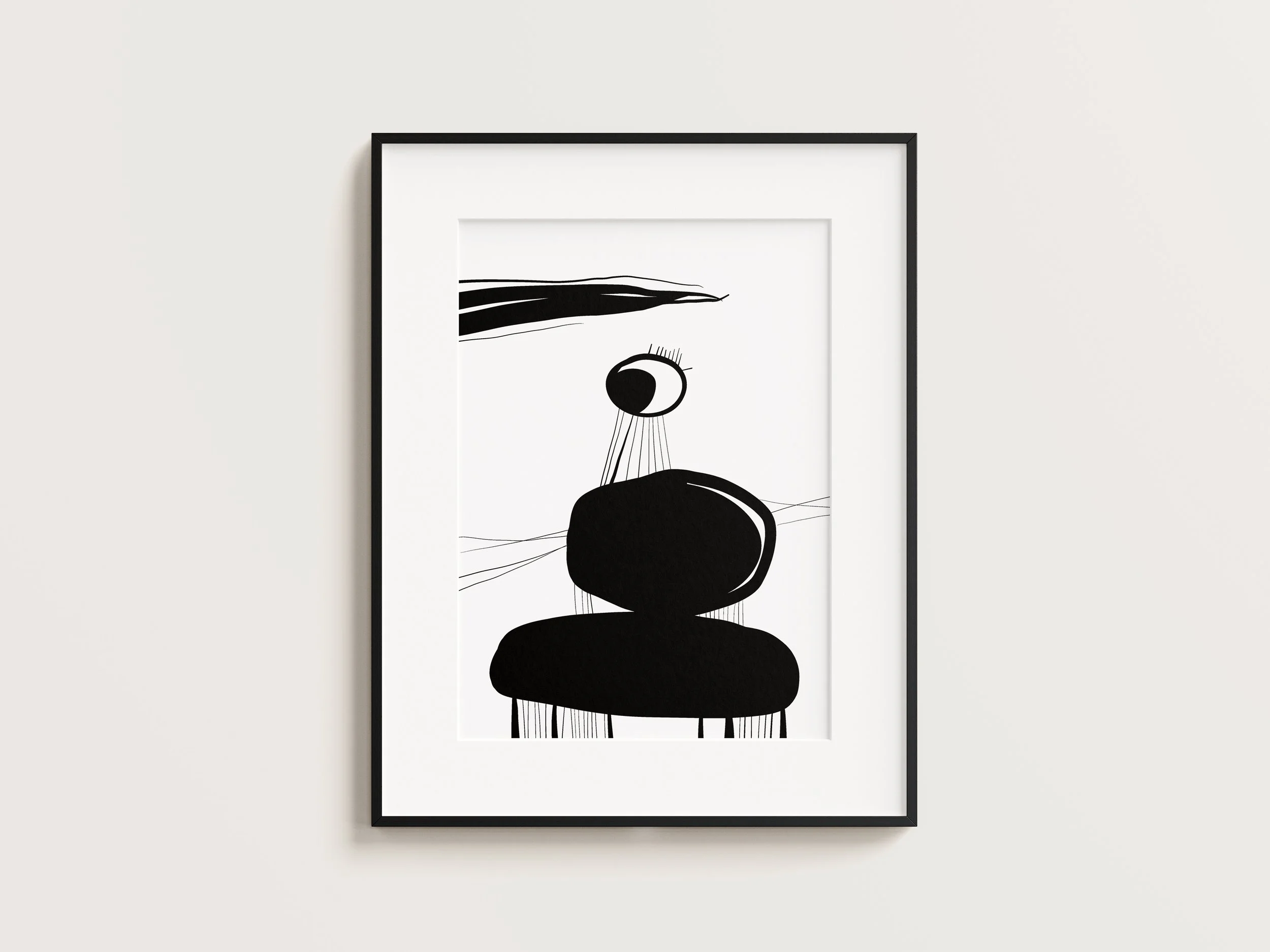abstract black-white art print A4