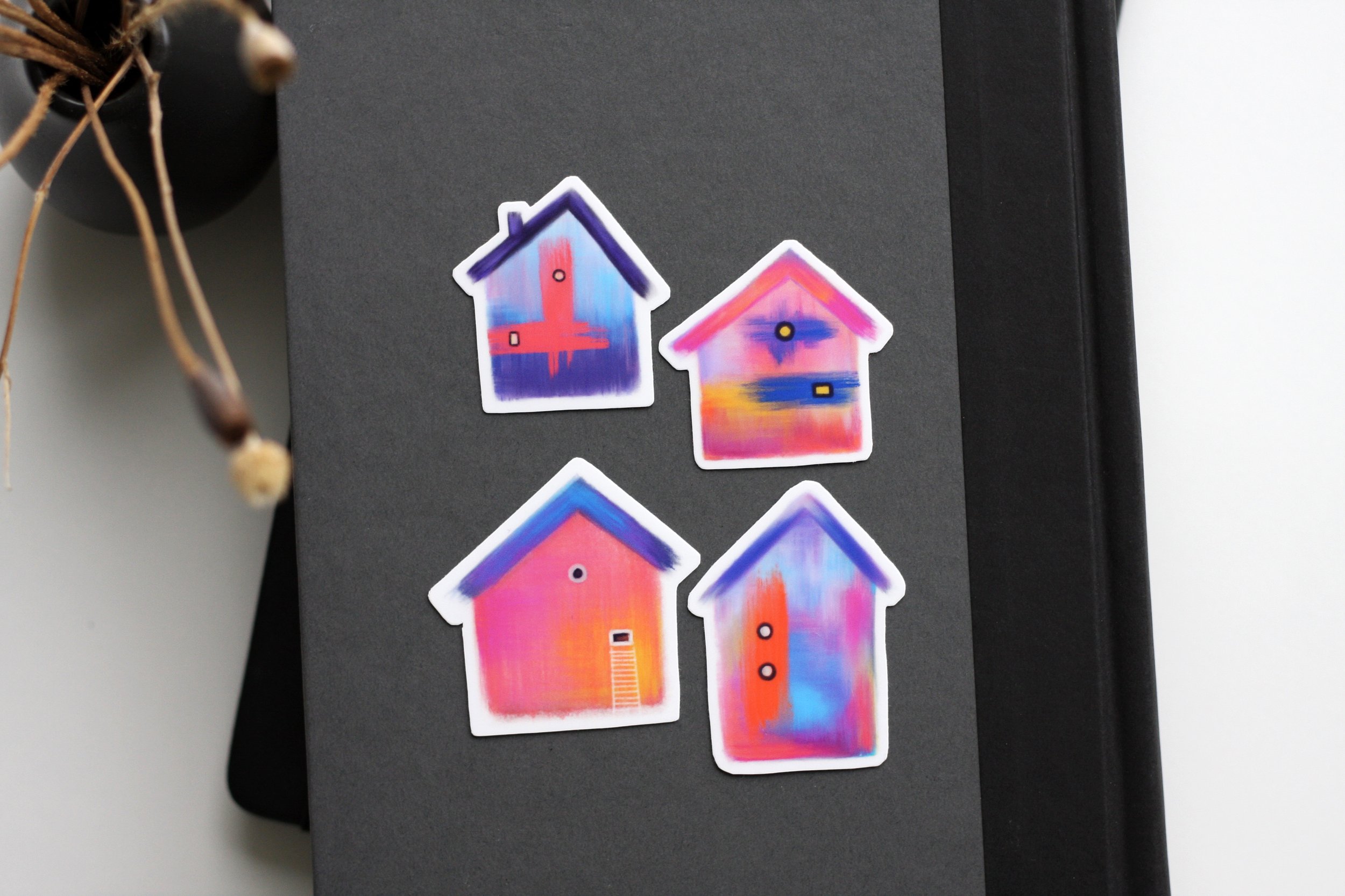 different houses stickers