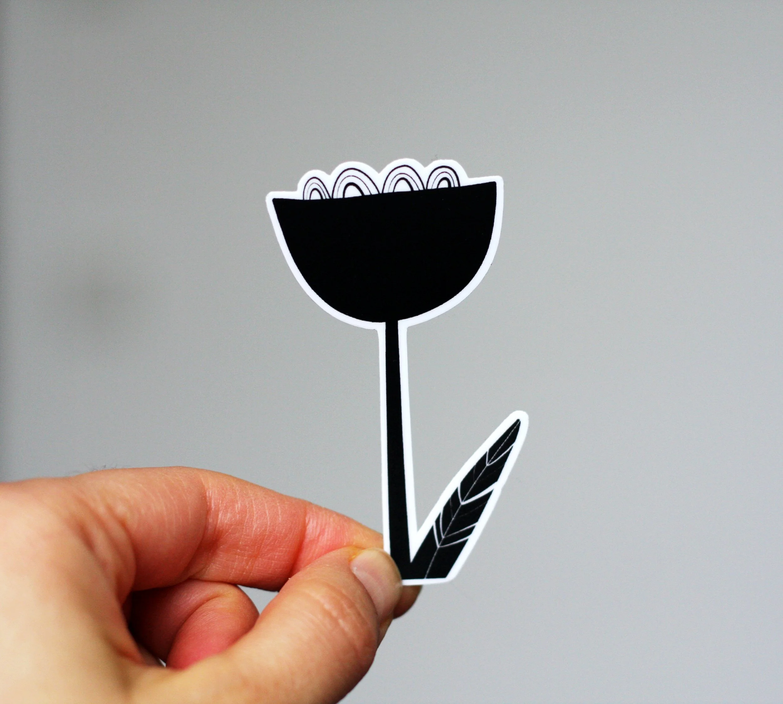 black-white flower vinyl matte sticker