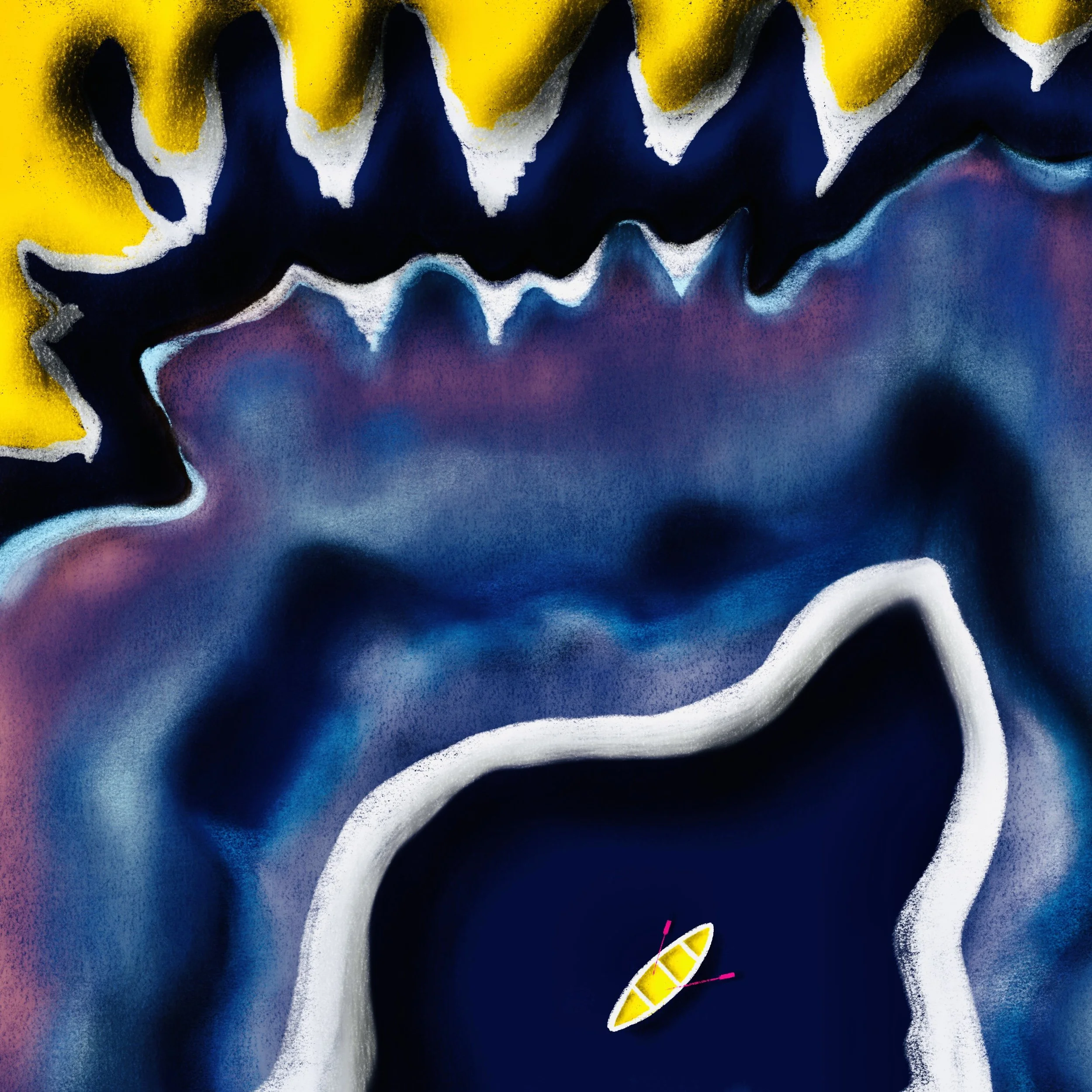 yellow boat in the cold sea