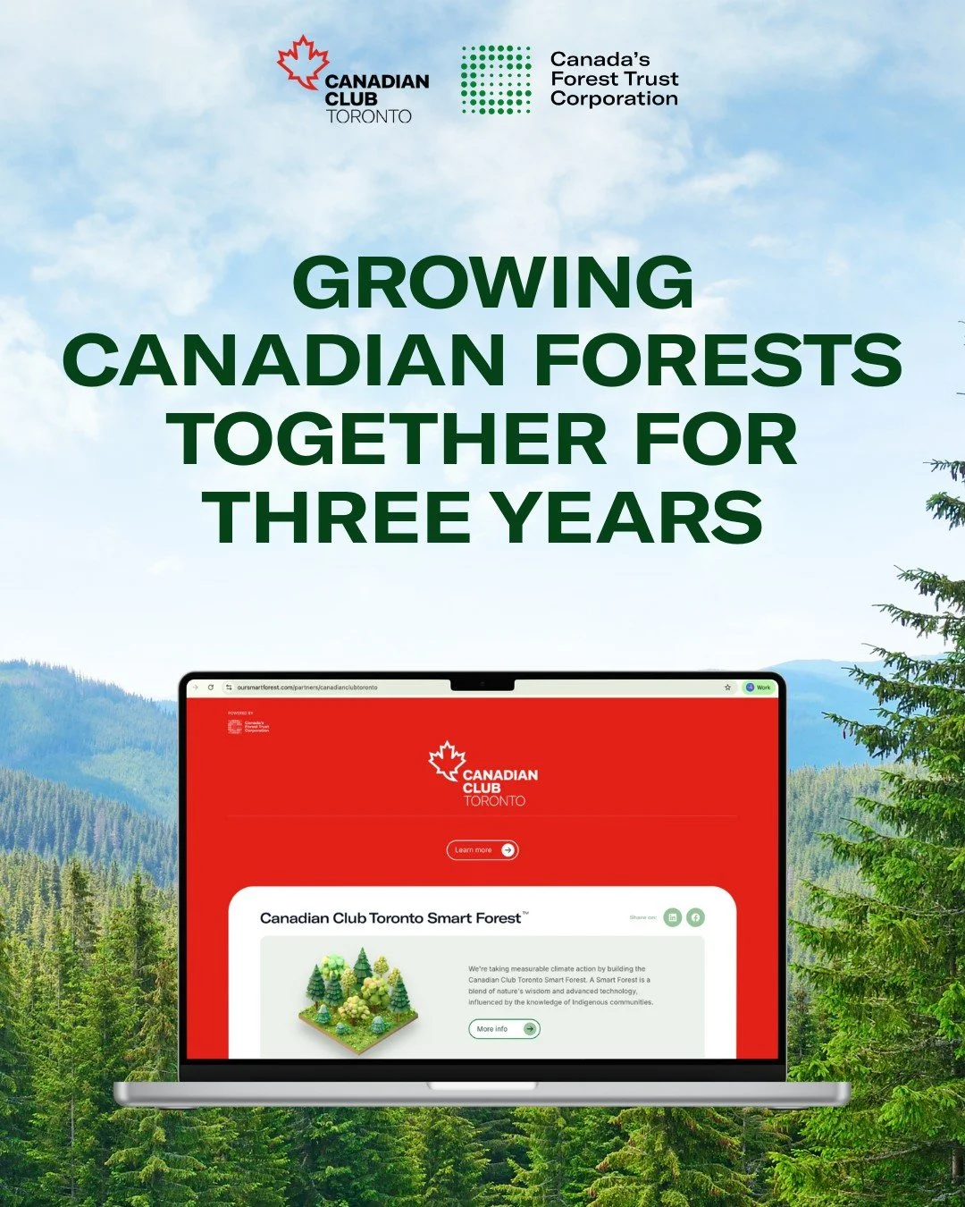 We&rsquo;re proud to announce the partnership renewal between @canadasforest and @cdnclubto! 🎉

By 2028, we&rsquo;ll plant &amp; protect 4,250 trees together, capturing 800,000+ kg of carbon dioxide throughout their lifetime. (That&rsquo;s equivalen
