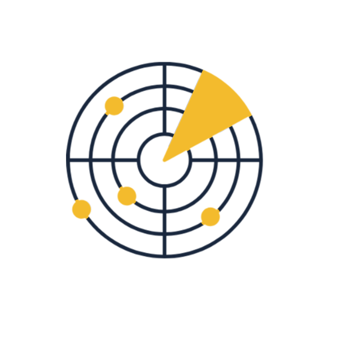 Illustration of a pizza slice and four pepperoni slices on a dark blue background.