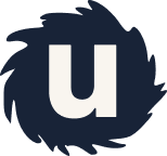 A dark blue circular background with a lowercase white letter 'u' in the center.