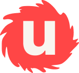 Red background with a white letter 'U' in the center