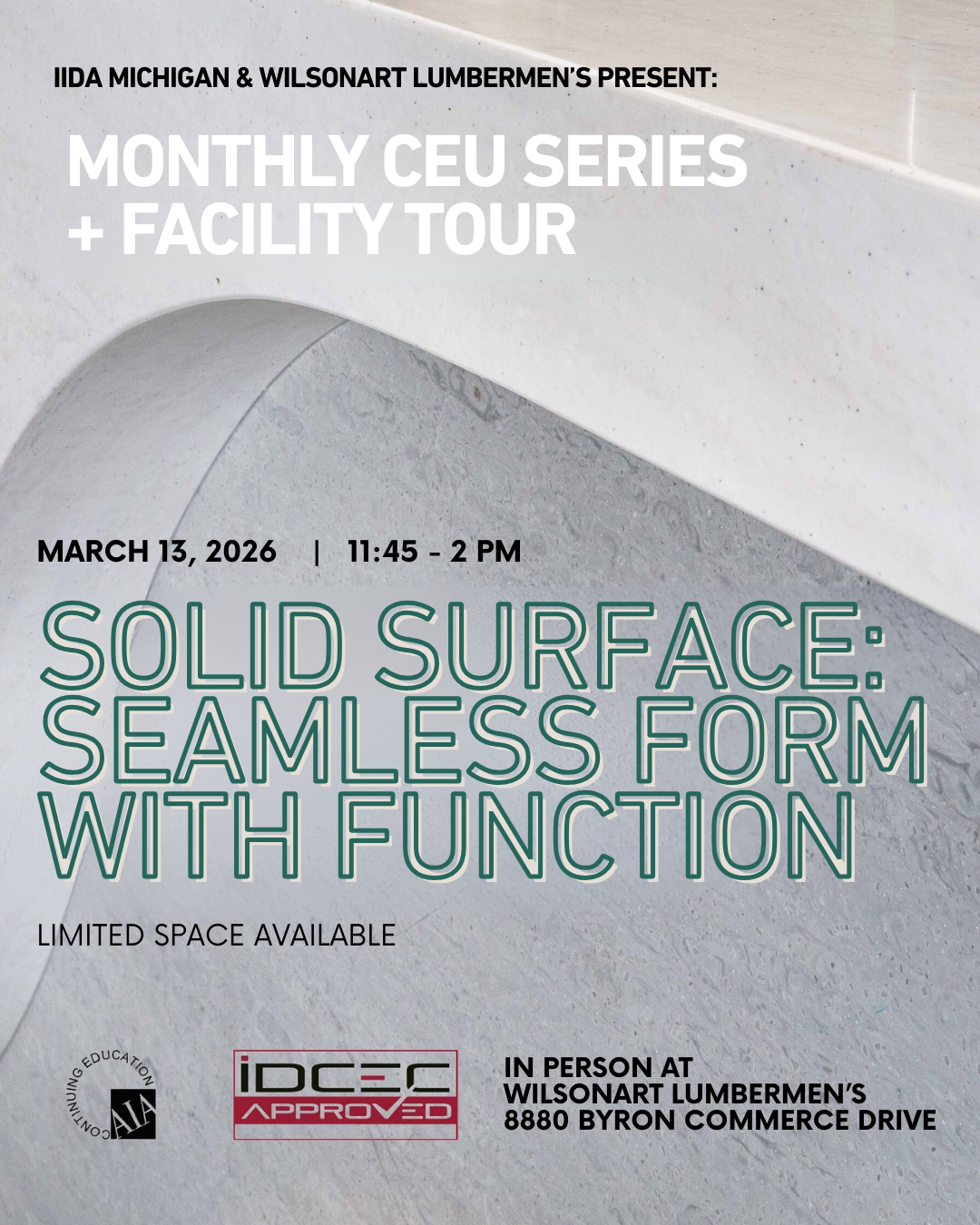 CEU on Solid Surface: Seamless From with Function with Wilsonart LumbermEn’s [in-person EVENT]