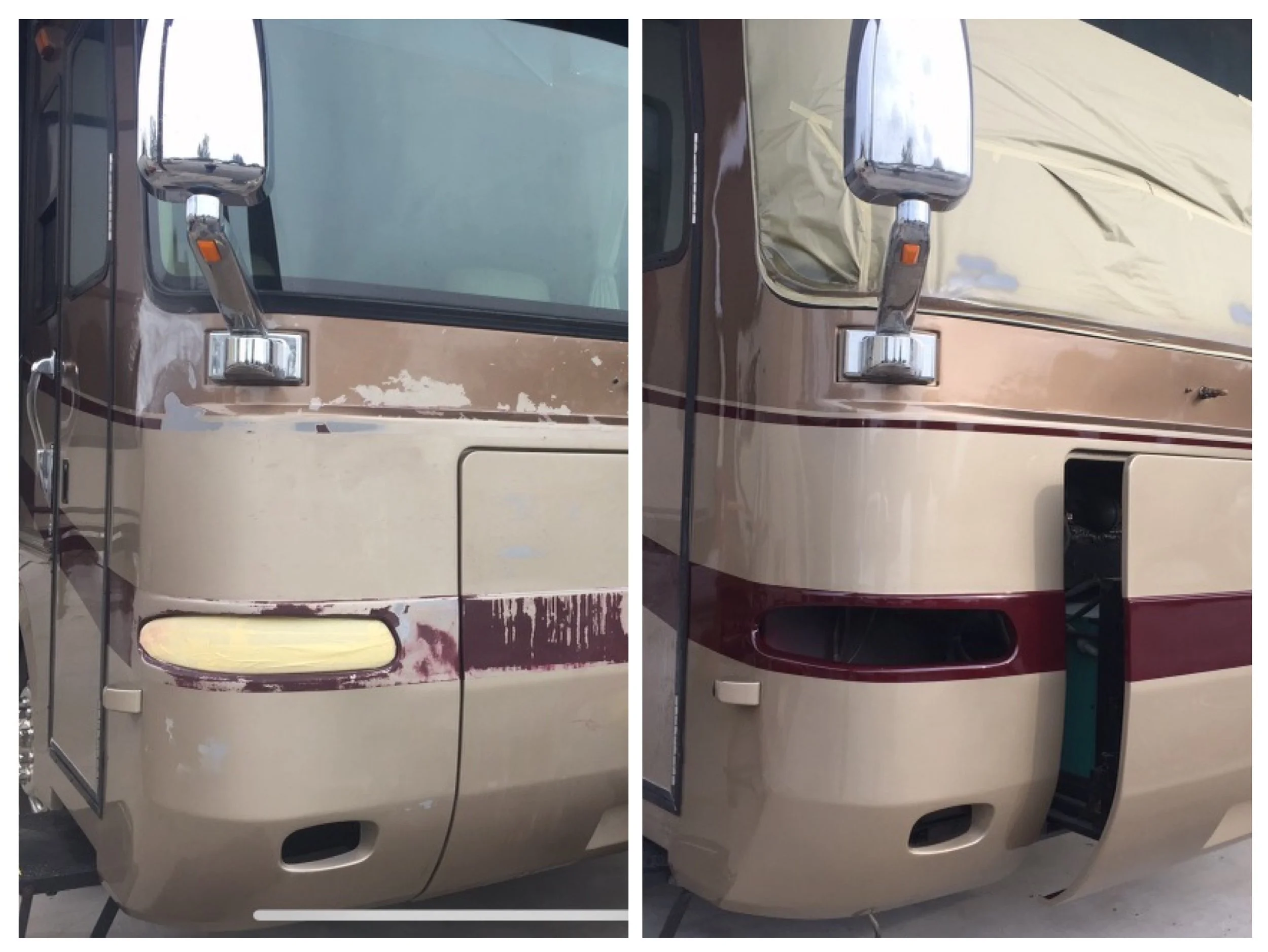 camper bumper repair before and after