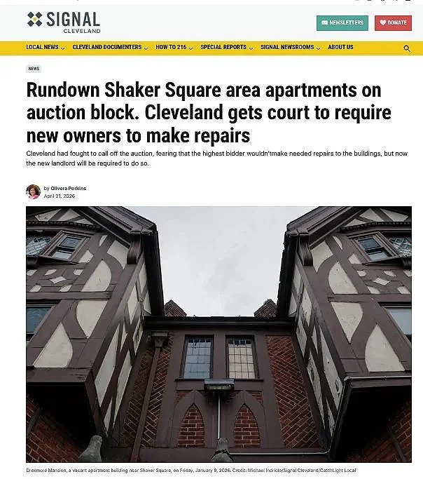 22 Apr 2026 Cleveland had fought to call off the auction, fearing that the highest bidder wouldn’t make needed repairs to the buildings, but now the new landlord will be required to do so.