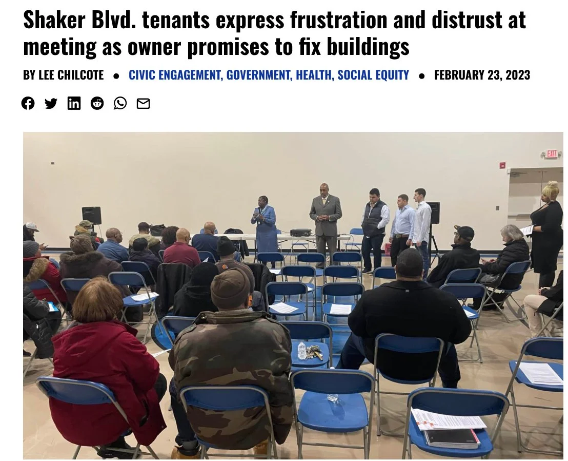Feb 2023 The New York owner of three Cleveland apartment buildings on Shaker Blvd. which went without heat for months this winter met with community members this week to talk about plans to fix the building. 