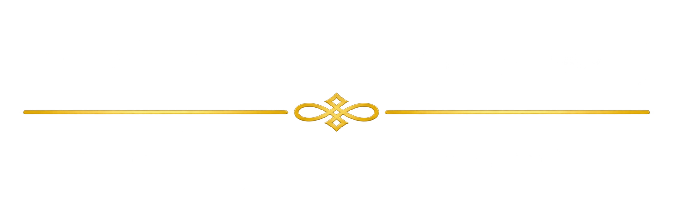 Gold decorative border with a symmetrical knot design in the center, horizontal.