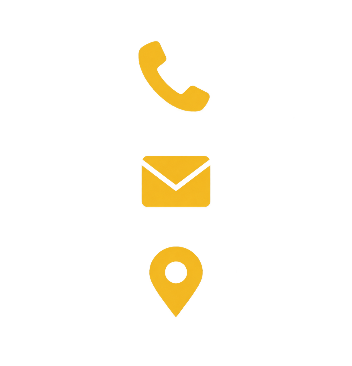 Diagram showing a phone call, email, and location markers in yellow icons, with step-by-step instructions in black text.