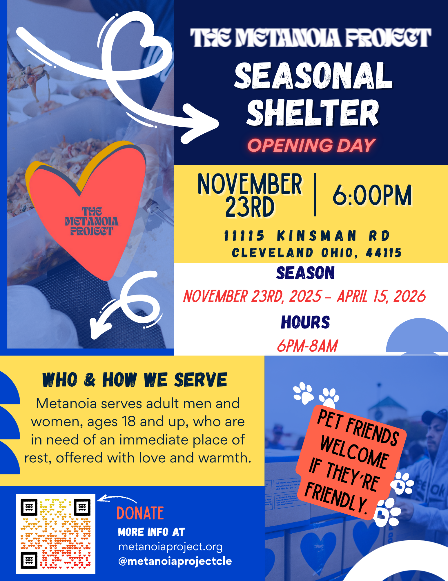 Metanoia's Seasonal Shelter Opening Day!